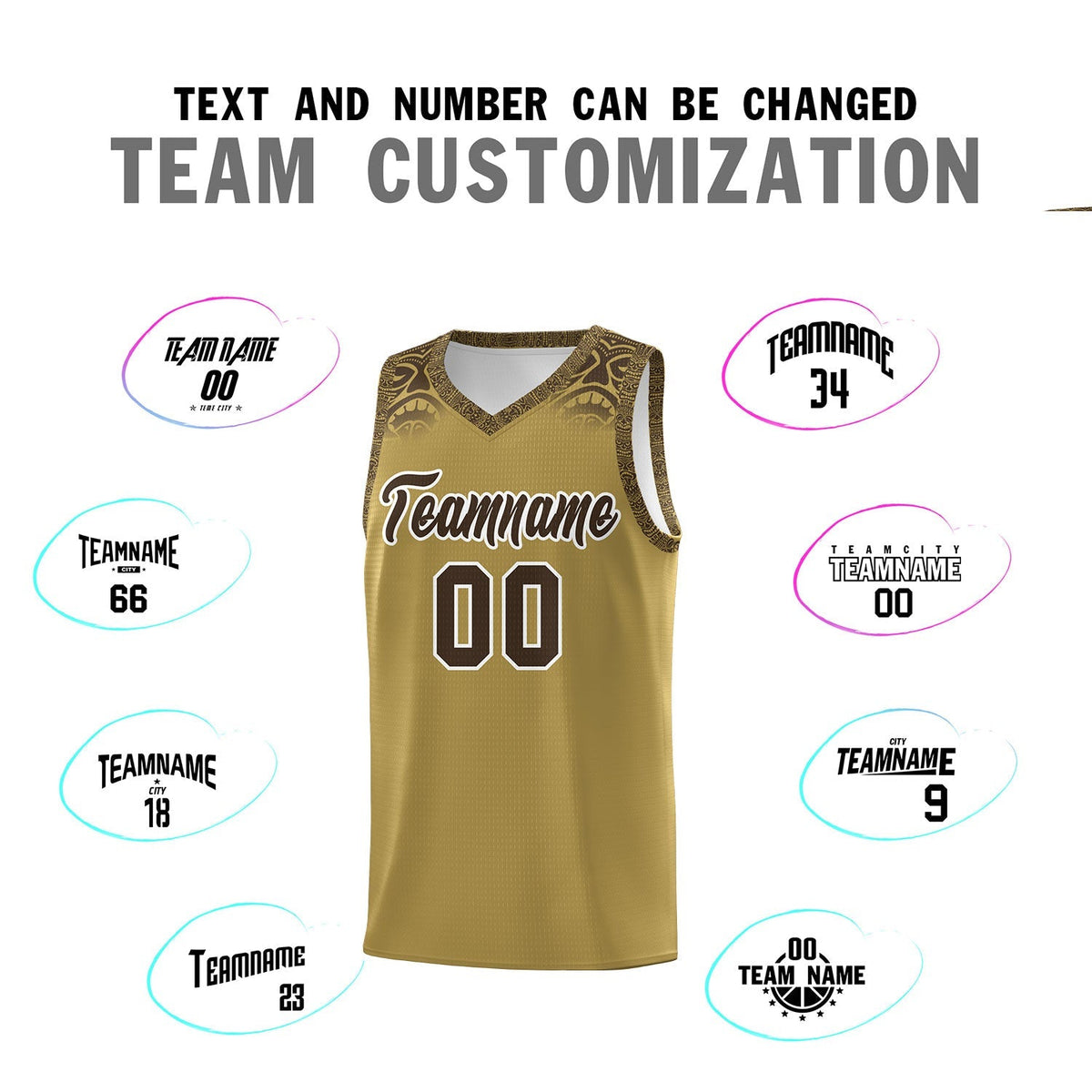 Custom Desert Yellow Brown Personalized Indians Print Kits Sports Uniform Basketball Jersey|KXKSHOP