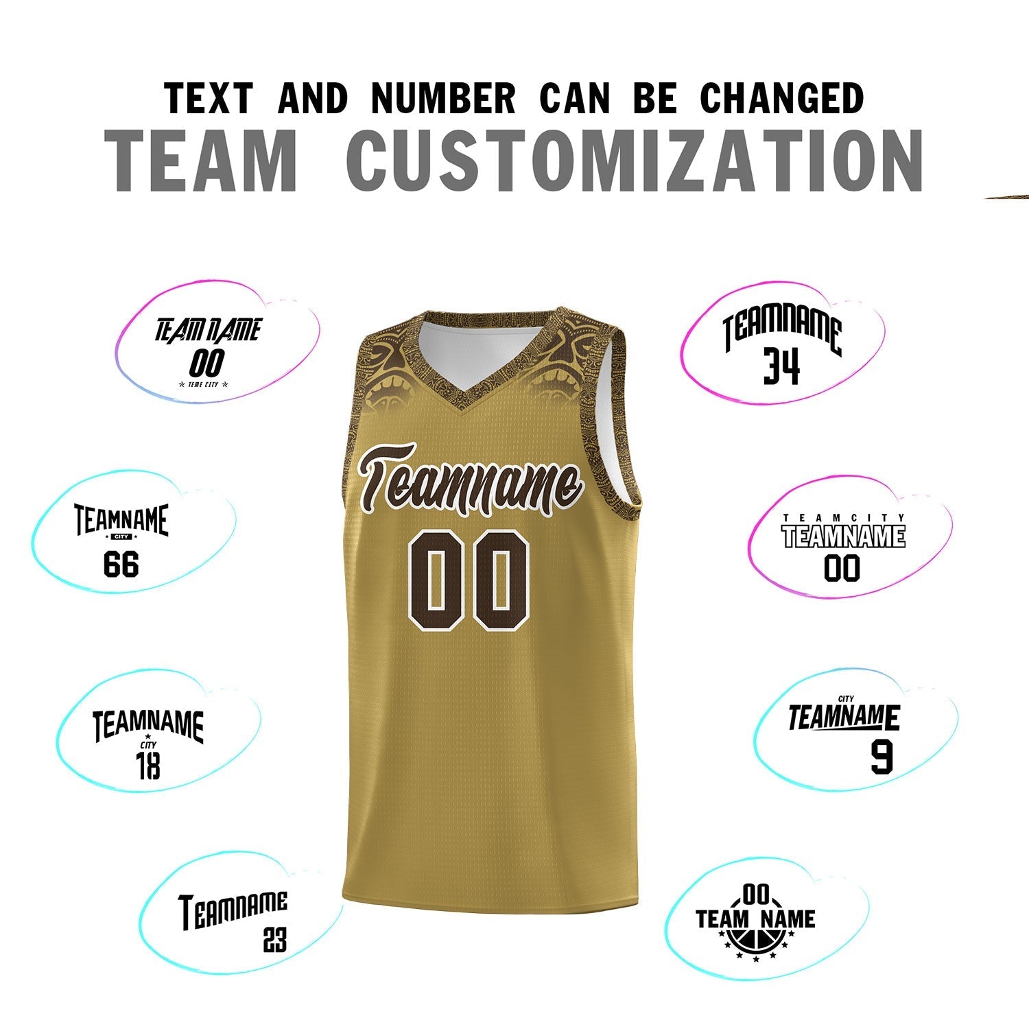 Custom Desert Yellow Brown Personalized Indians Print Kits Sports Uniform Basketball Jersey|KXKSHOP