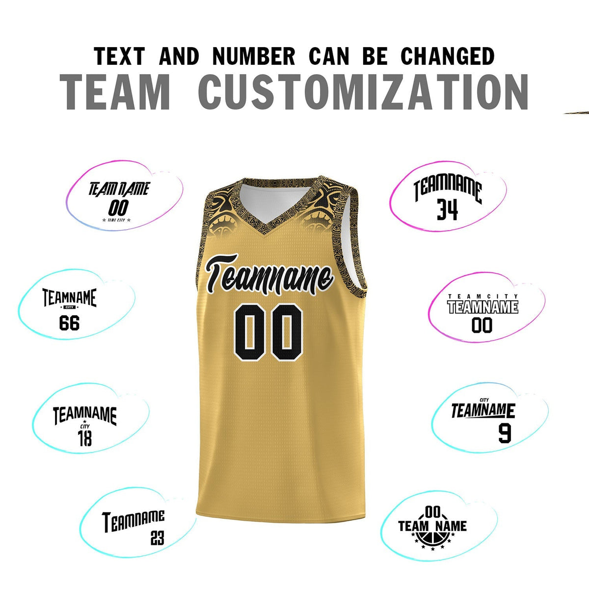 Custom Khaki Black Personalized Indians Print Kits Sports Uniform Basketball Jersey|KXKSHOP