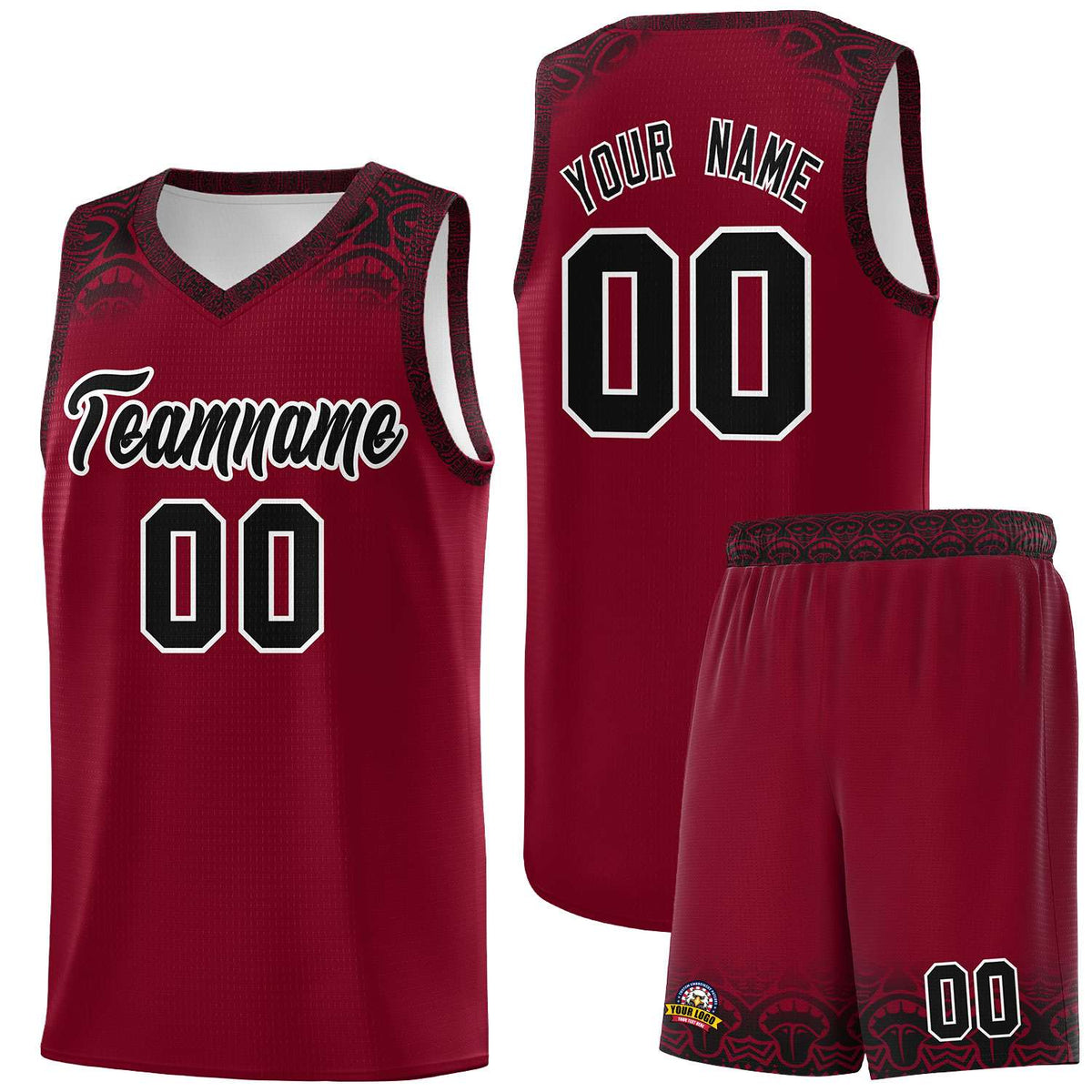 Custom Crimson Black Personalized Indians Print Kits Sports Uniform Basketball Jersey|KXKSHOP