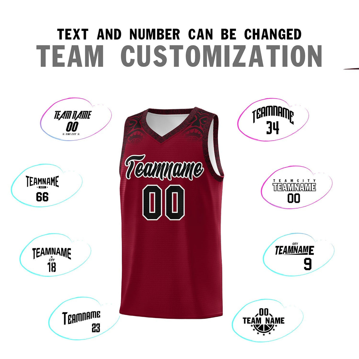 Custom Crimson Black Personalized Indians Print Kits Sports Uniform Basketball Jersey|KXKSHOP