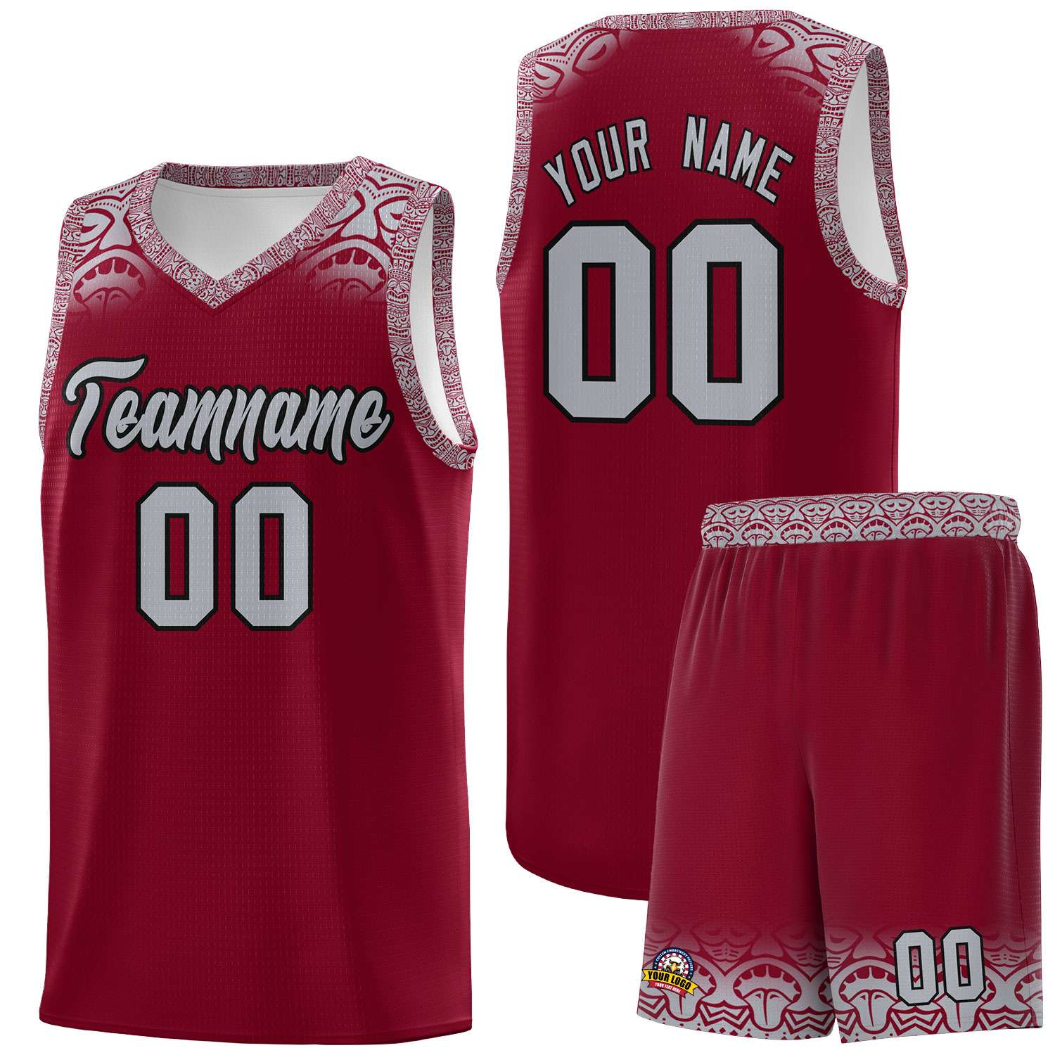 Custom Crimson Gray Personalized Indians Print Kits Sports Uniform Basketball Jersey|KXKSHOP