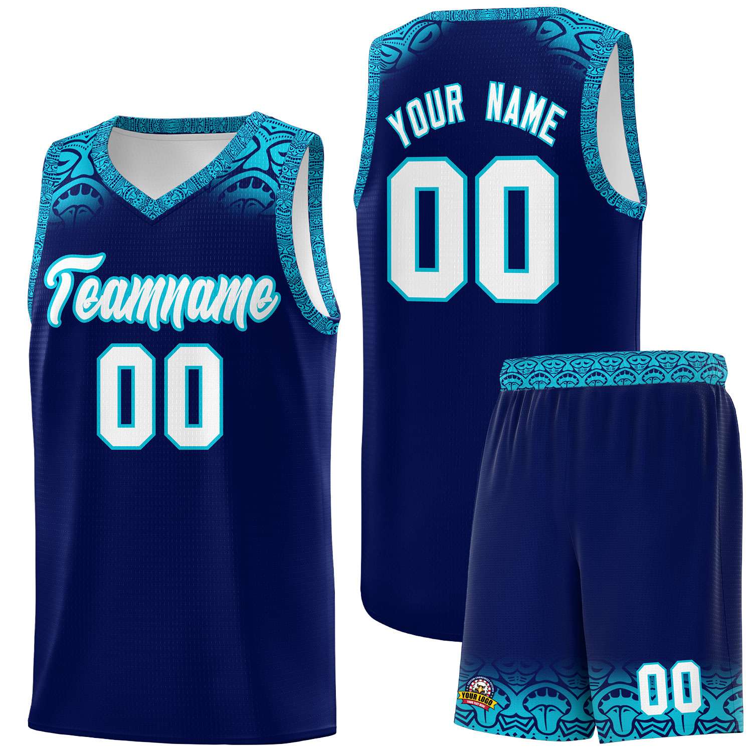 Custom Royal Sky Blue Personalized Indians Print Kits Sports Uniform Basketball Jersey|KXKSHOP