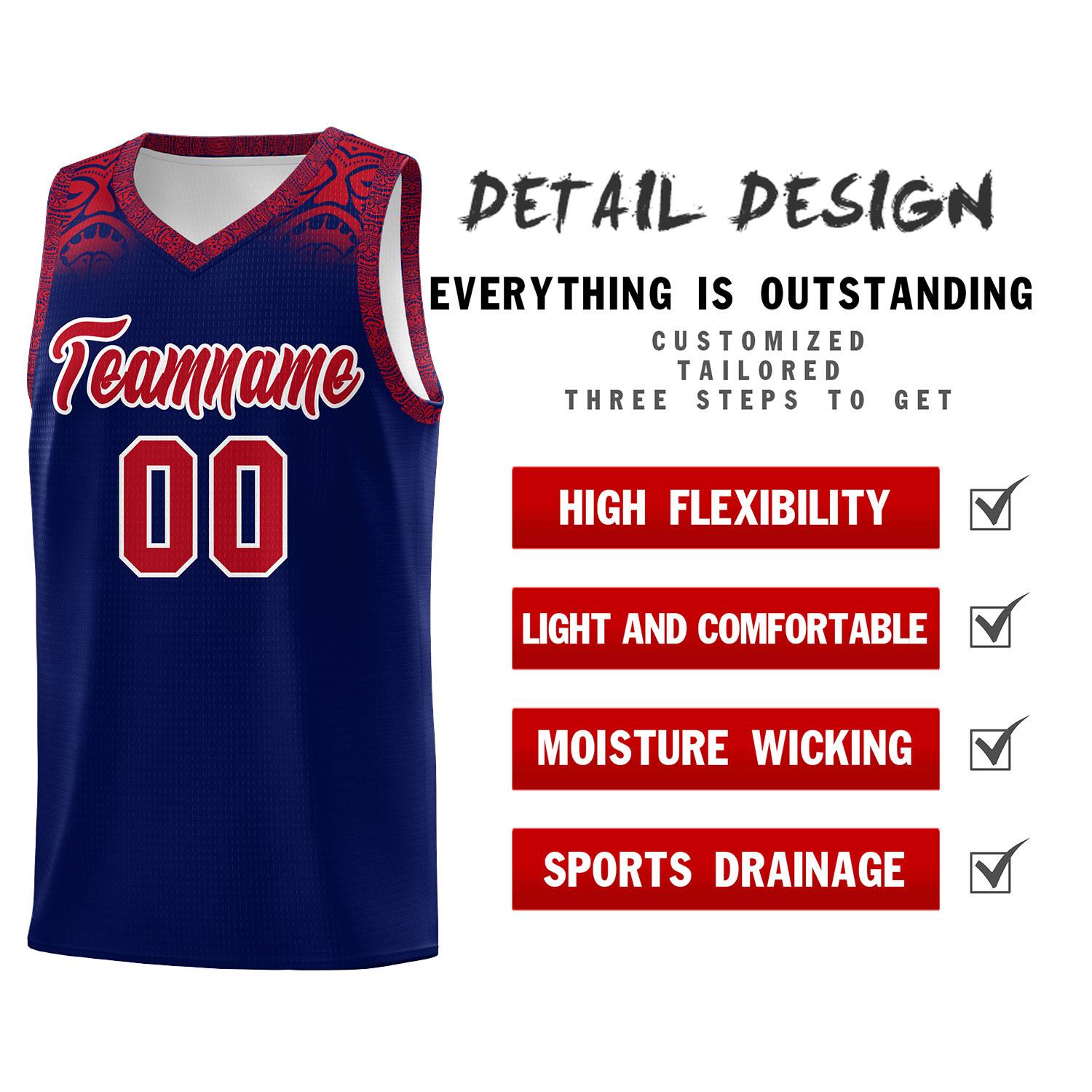 Custom Royal Red Personalized Indians Print Kits Sports Uniform Basketball Jersey|KXKSHOP