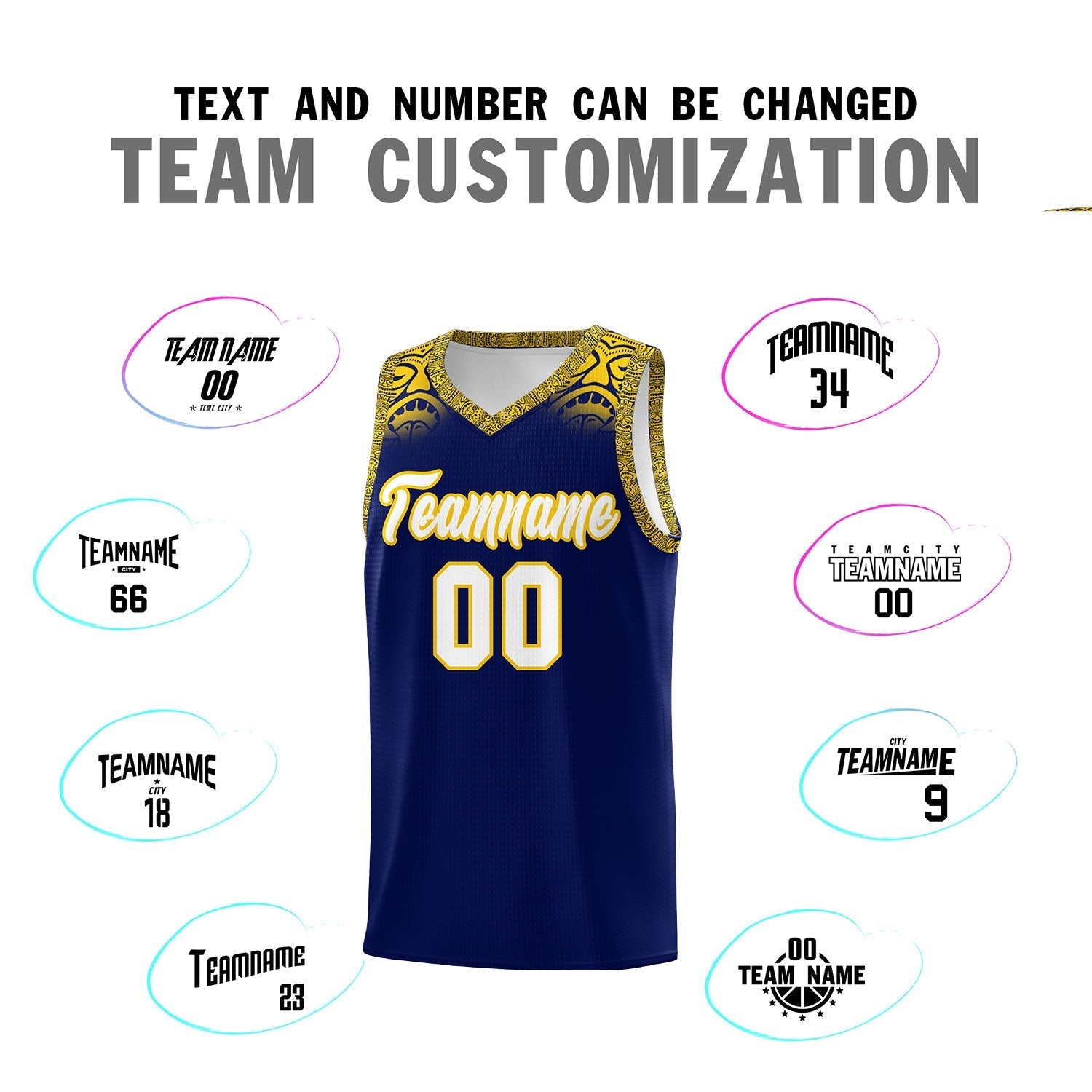 Custom Royal Gold Personalized Indians Print Kits Sports Uniform Basketball Jersey|KXKSHOP
