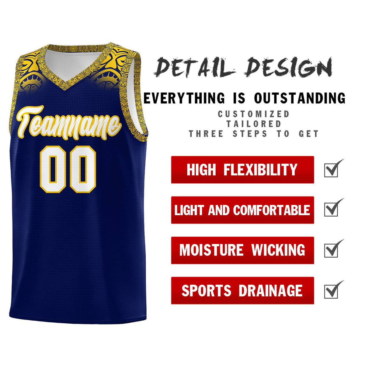 Custom Royal Gold Personalized Indians Print Kits Sports Uniform Basketball Jersey|KXKSHOP
