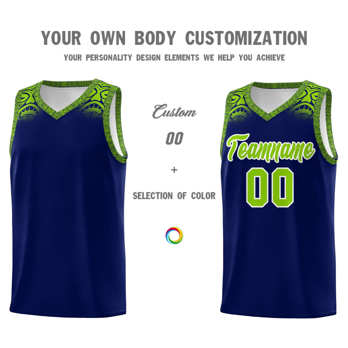 Custom Royal Neon Green Personalized Indians Print Kits Sports Uniform Basketball Jersey|KXKSHOP