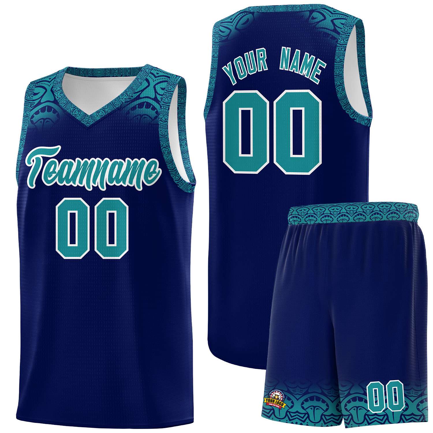 Custom Royal Aqua Personalized Indians Print Kits Sports Uniform Basketball Jersey|KXKSHOP