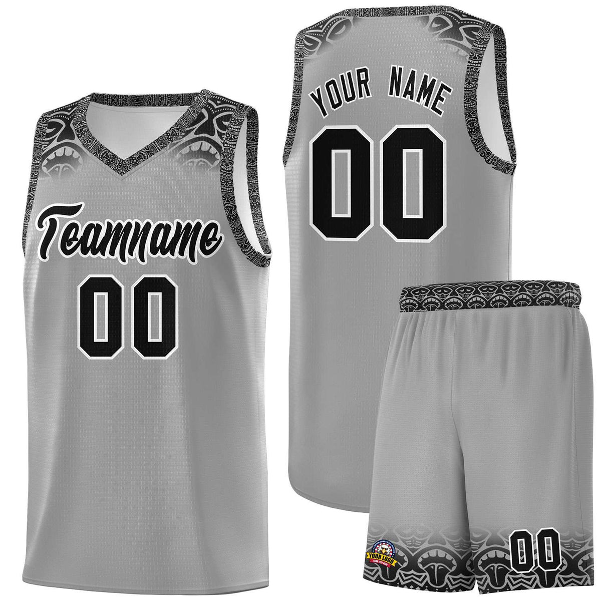 Custom Gray Black Personalized Indians Print Kits Sports Uniform Basketball Jersey|KXKSHOP
