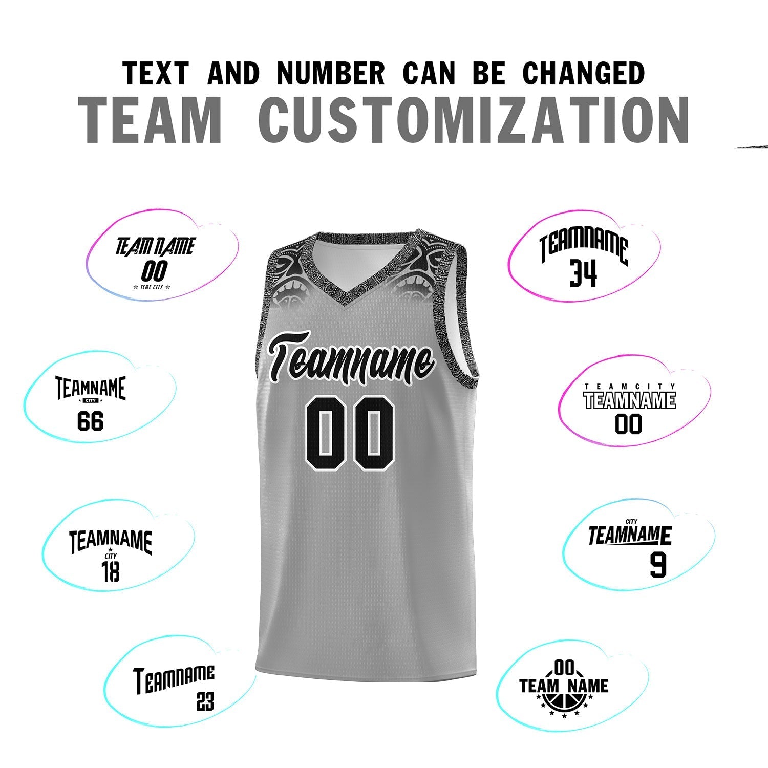 Custom Gray Black Personalized Indians Print Kits Sports Uniform Basketball Jersey|KXKSHOP