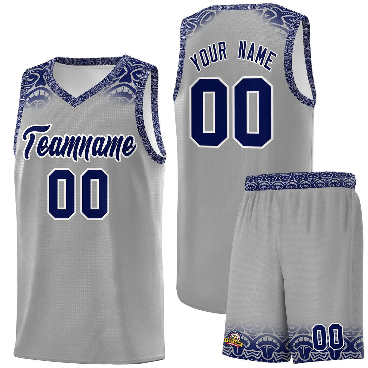 Custom Gray Royal Personalized Indians Print Kits Sports Uniform Basketball Jersey|KXKSHOP