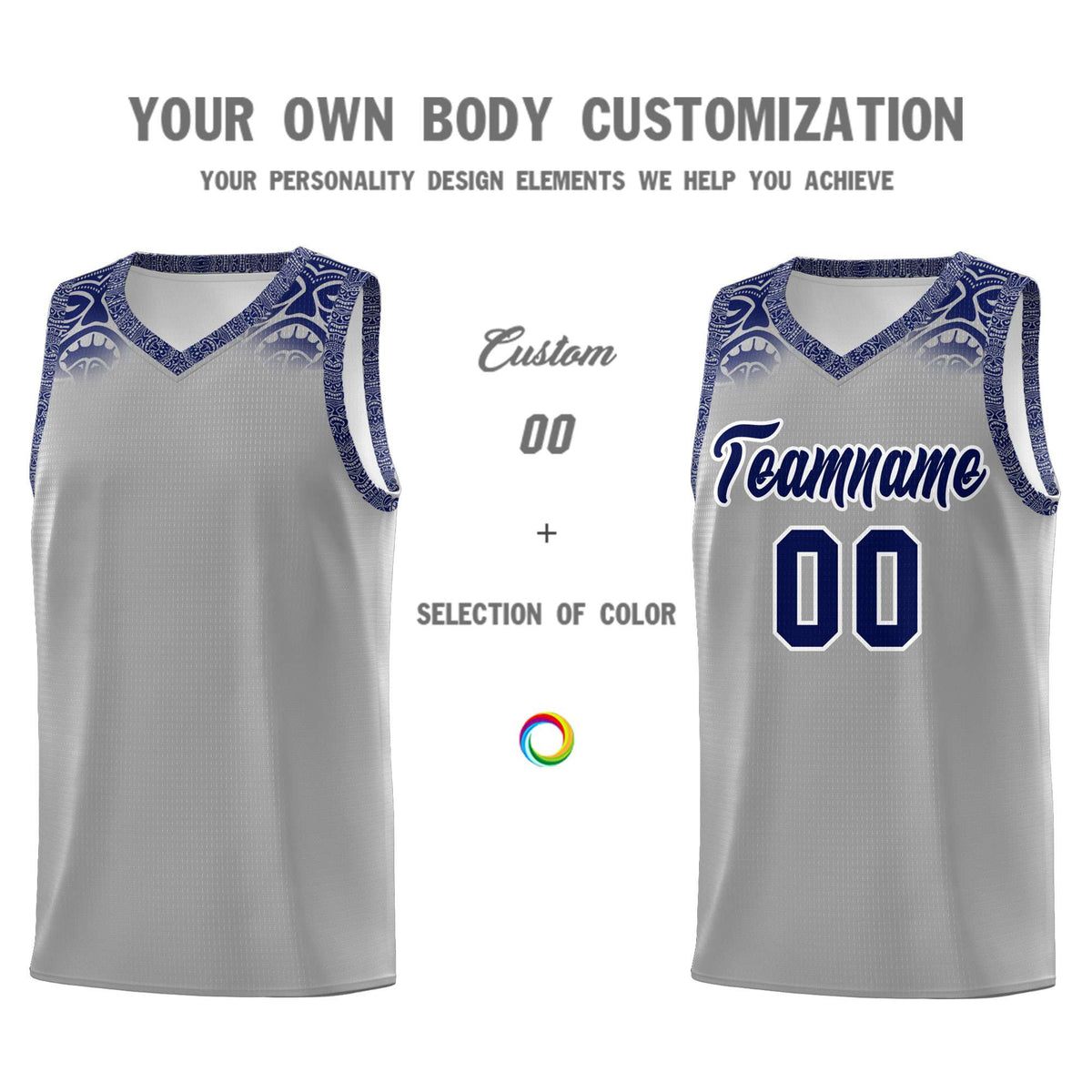 Custom Gray Royal Personalized Indians Print Kits Sports Uniform Basketball Jersey|KXKSHOP