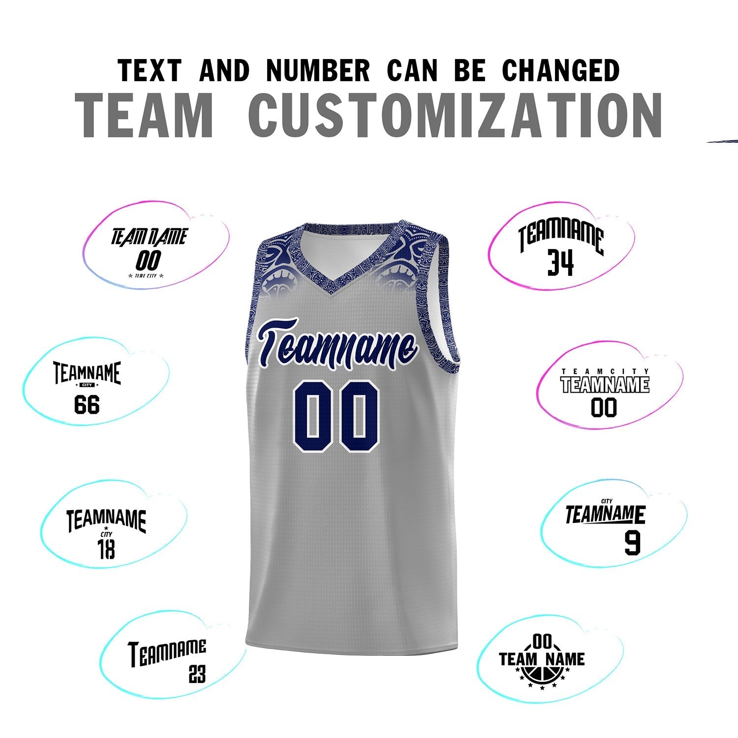 Custom Gray Royal Personalized Indians Print Kits Sports Uniform Basketball Jersey|KXKSHOP