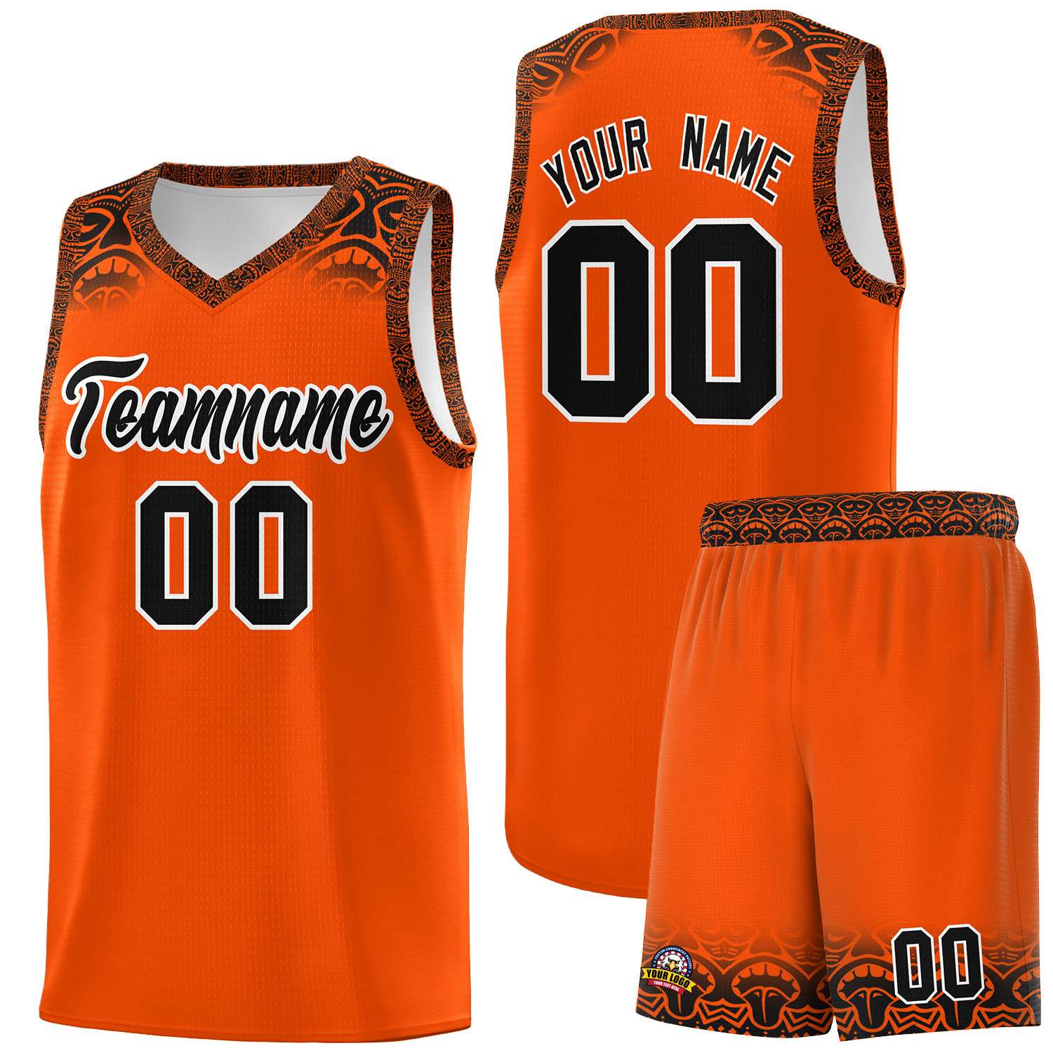 Custom Orange Black Personalized Indians Print Kits Sports Uniform Basketball Jersey|KXKSHOP
