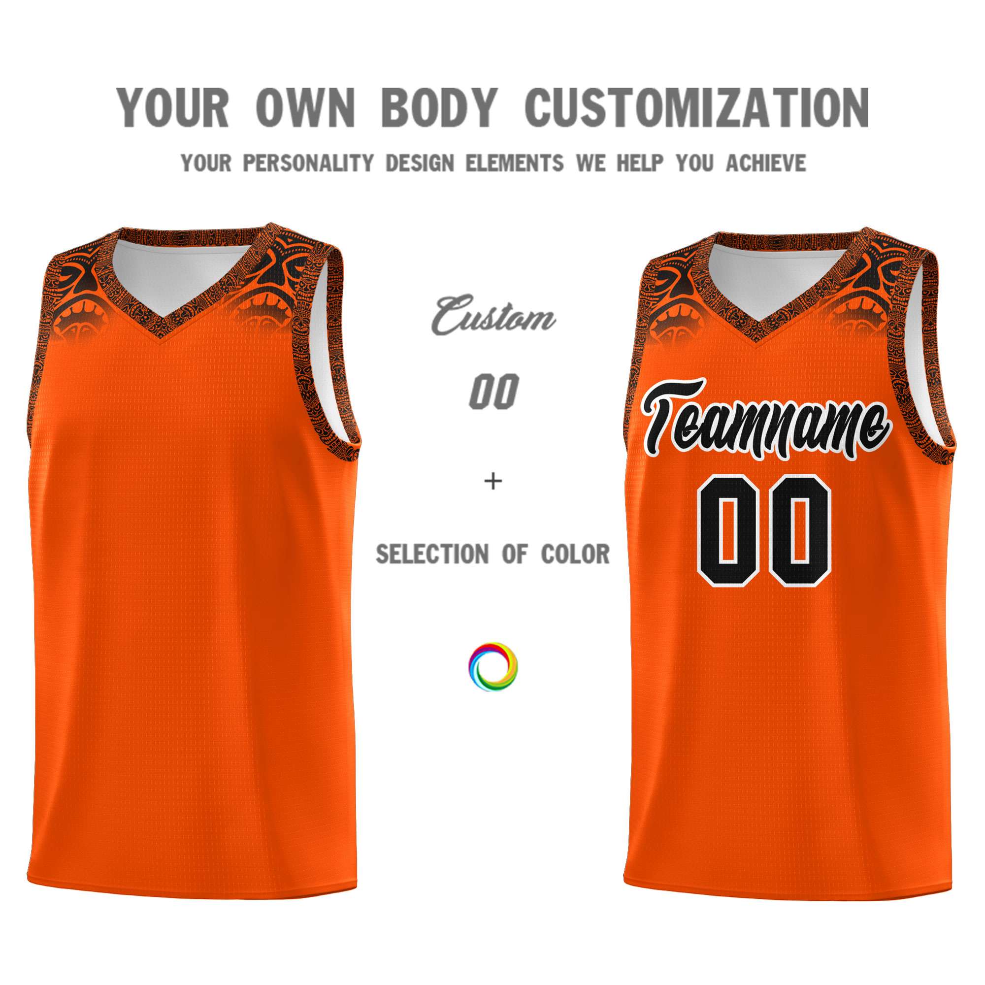 Custom Orange Black Personalized Indians Print Kits Sports Uniform Basketball Jersey|KXKSHOP