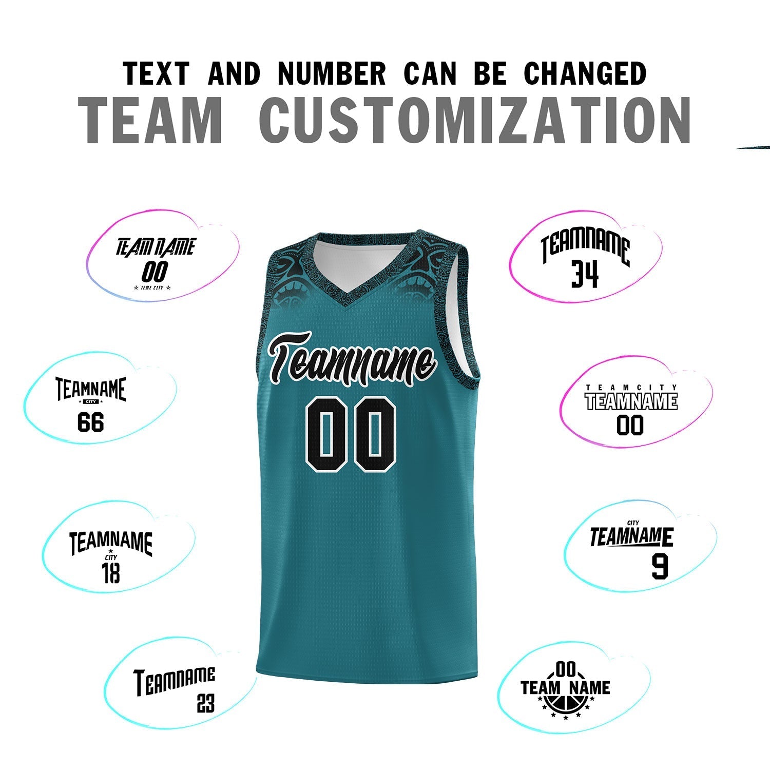 Custom Aqua Black Personalized Indians Print Kits Sports Uniform Basketball Jersey|KXKSHOP