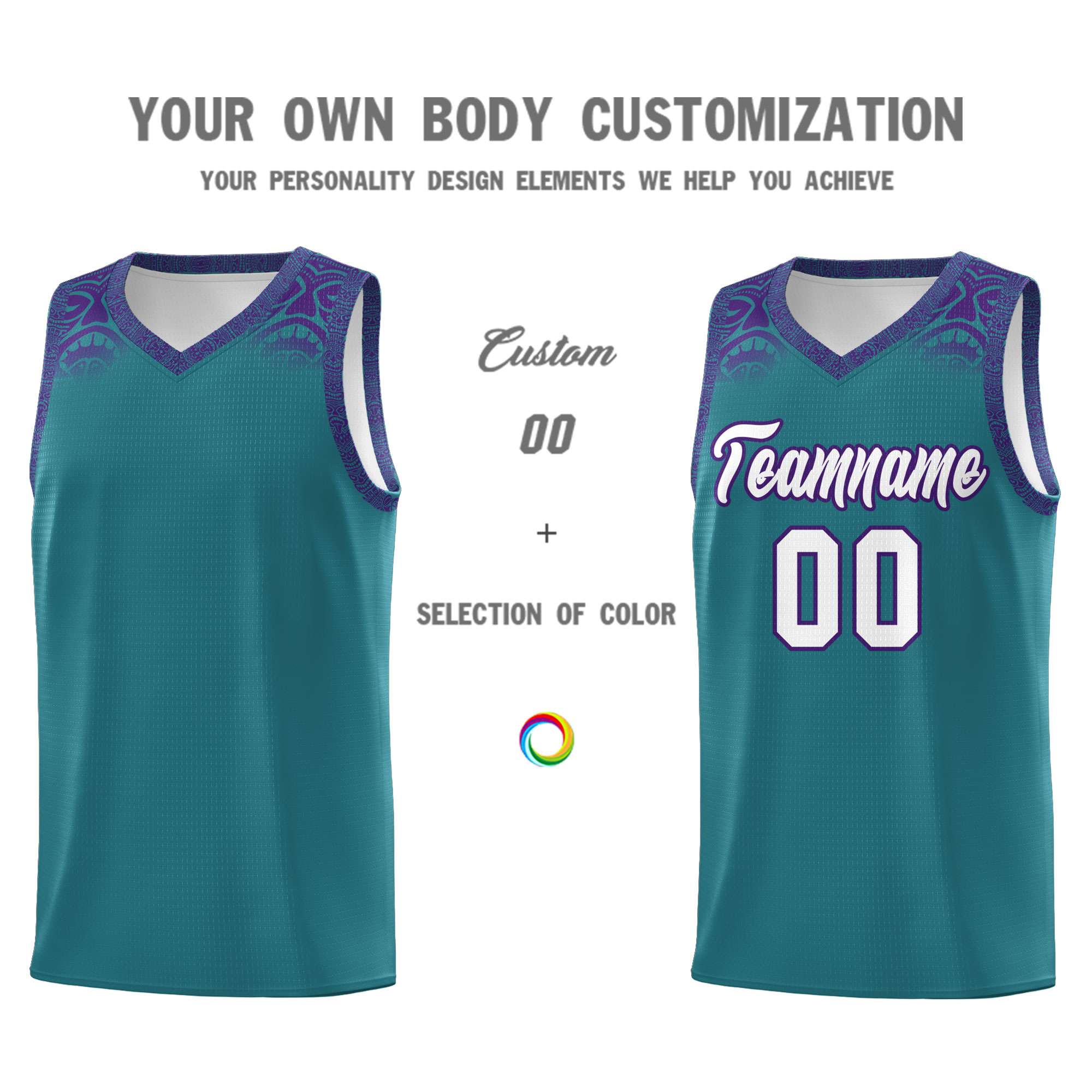 Custom Aqua Purple Personalized Indians Print Kits Sports Uniform Basketball Jersey|KXKSHOP