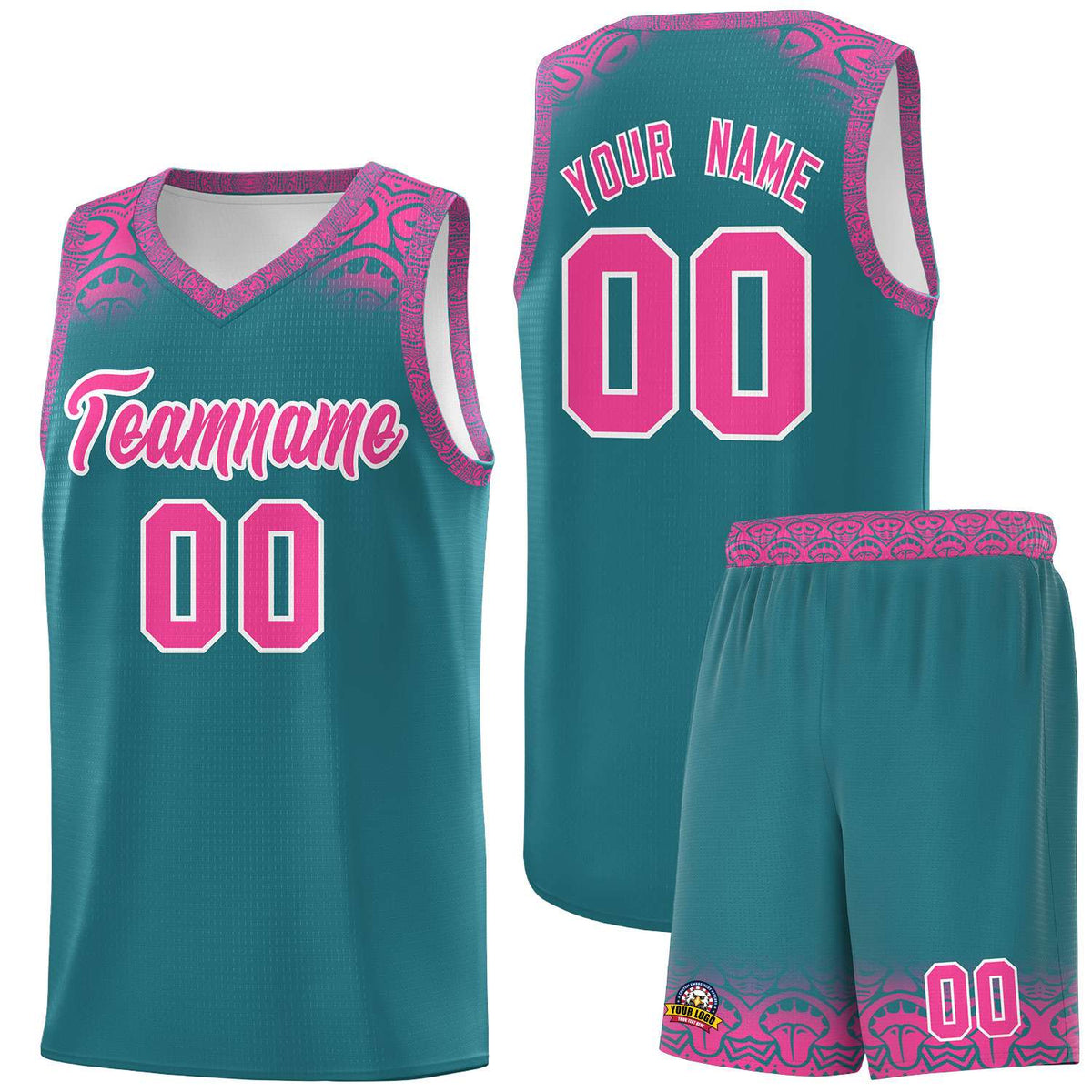 Custom Aqua Pink Personalized Indians Print Kits Sports Uniform Basketball Jersey|KXKSHOP