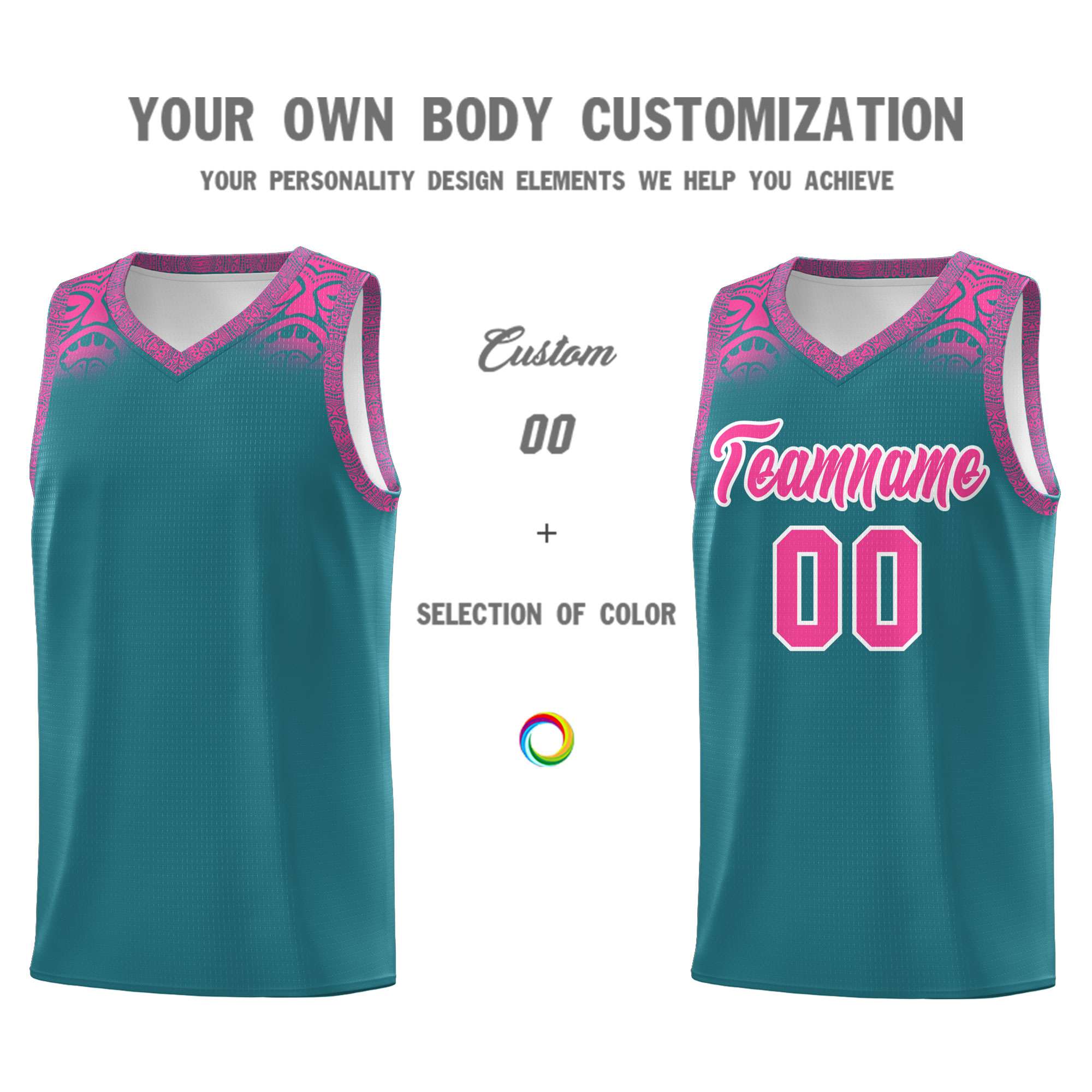 Custom Aqua Pink Personalized Indians Print Kits Sports Uniform Basketball Jersey|KXKSHOP