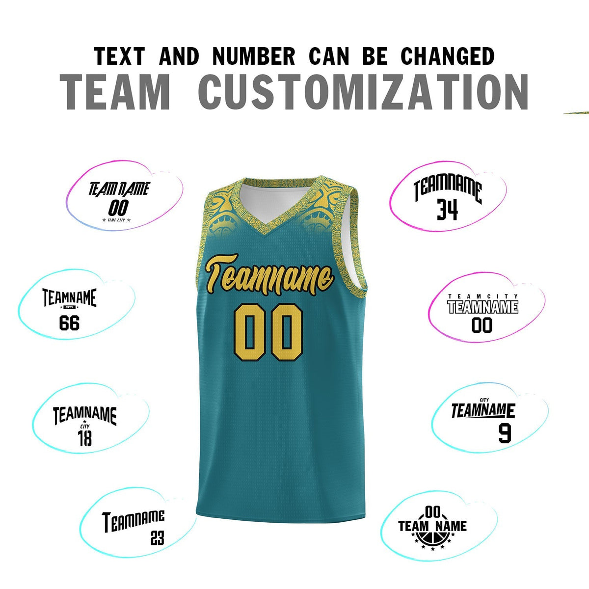Custom Aqua Yellow Personalized Indians Print Kits Sports Uniform Basketball Jersey|KXKSHOP