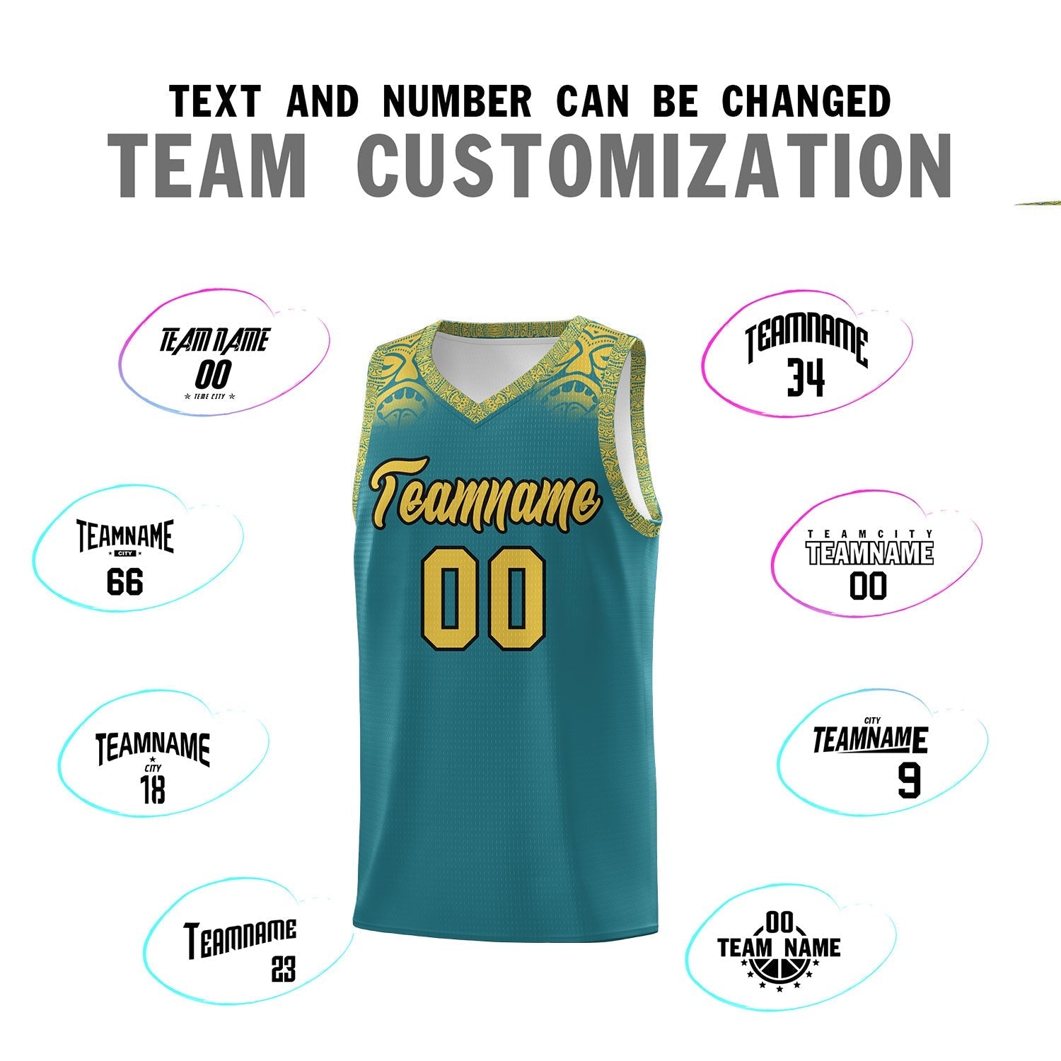 Custom Aqua Yellow Personalized Indians Print Kits Sports Uniform Basketball Jersey|KXKSHOP