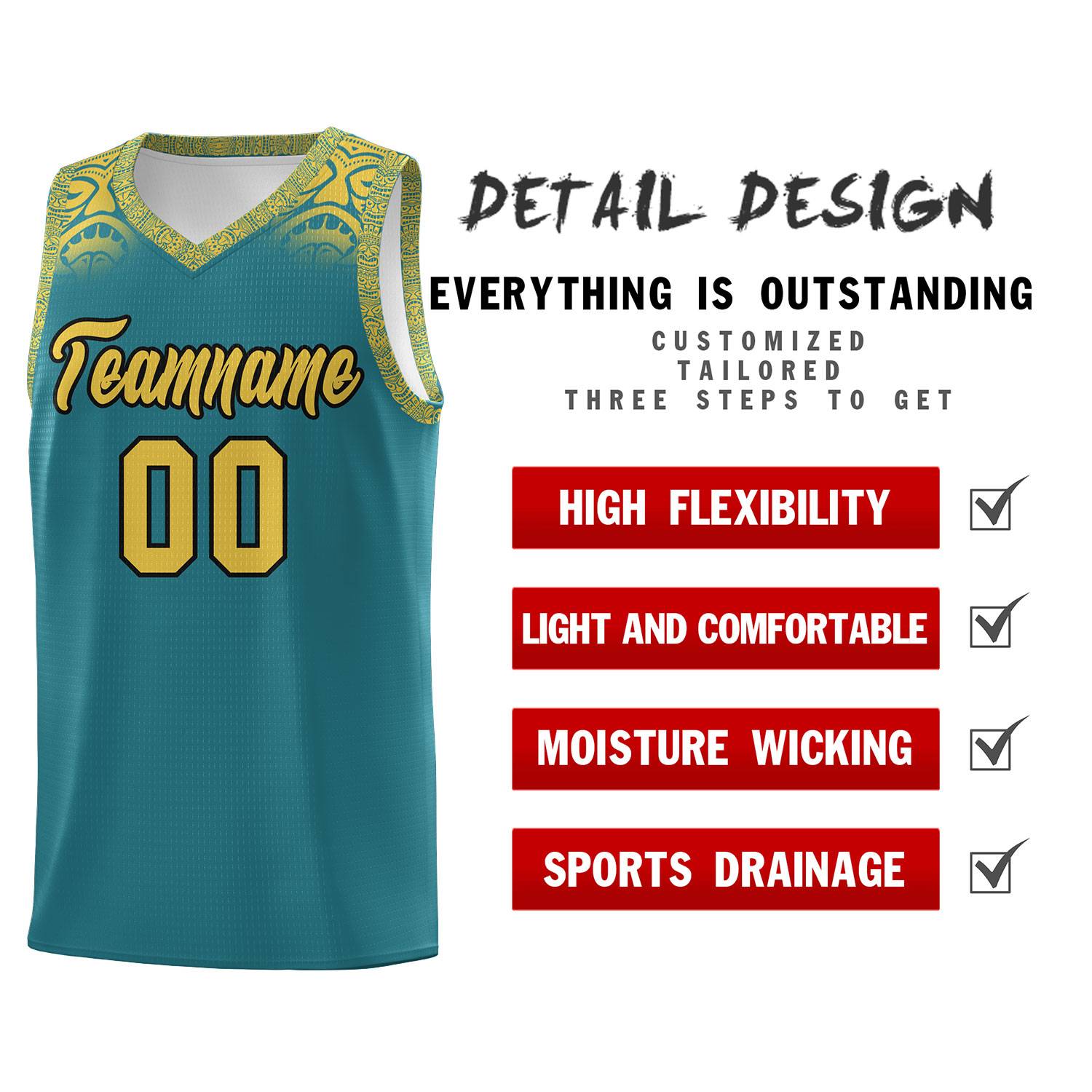 Custom Aqua Yellow Personalized Indians Print Kits Sports Uniform Basketball Jersey|KXKSHOP