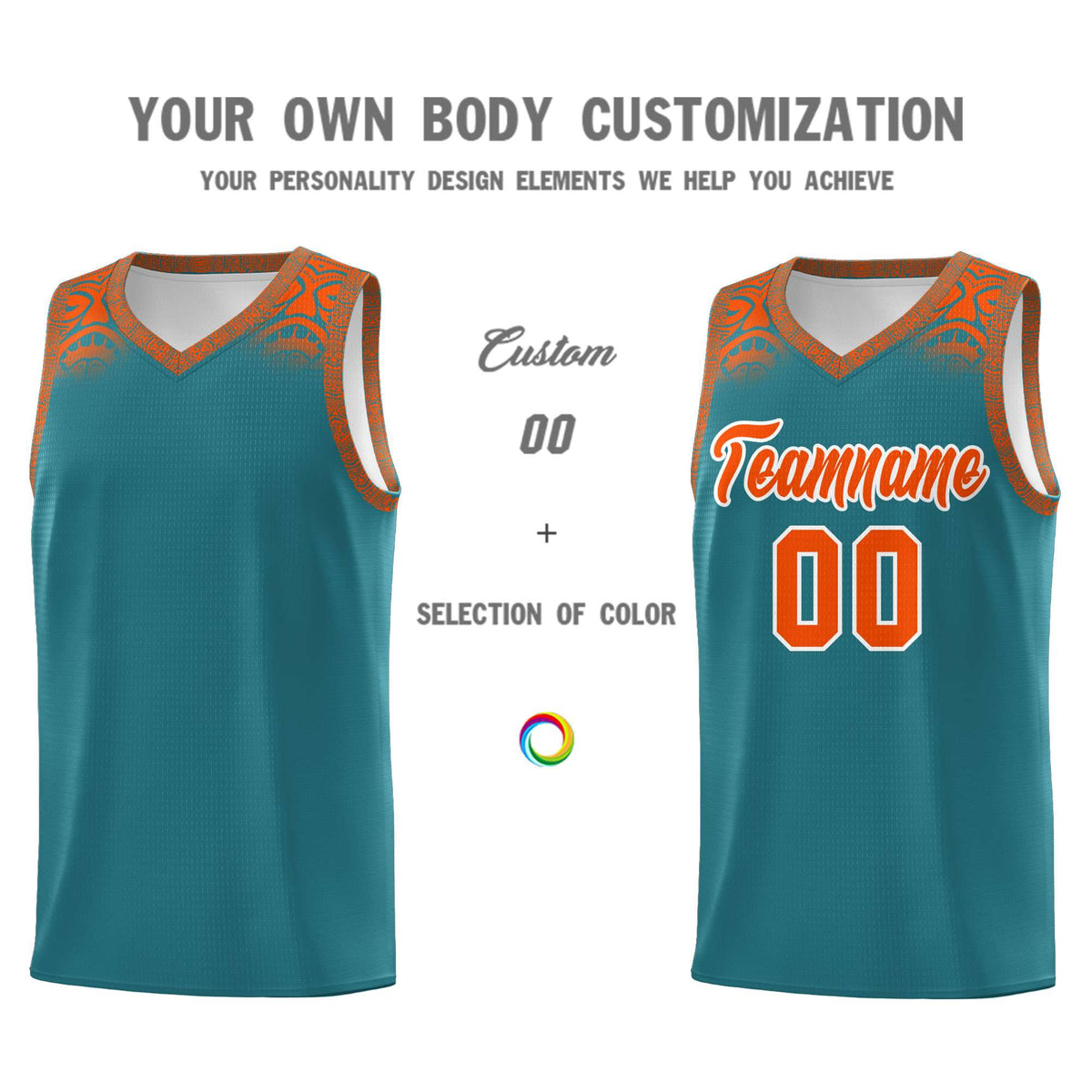 Custom Aqua Orange Personalized Indians Print Kits Sports Uniform Basketball Jersey|KXKSHOP