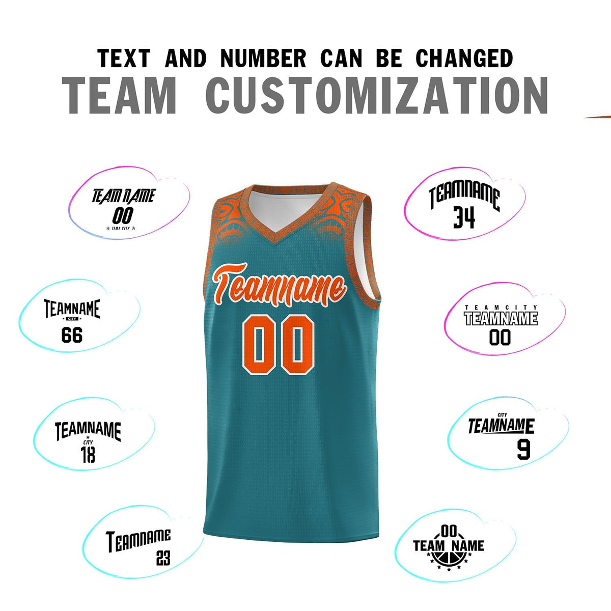 Custom Aqua Orange Personalized Indians Print Kits Sports Uniform Basketball Jersey|KXKSHOP