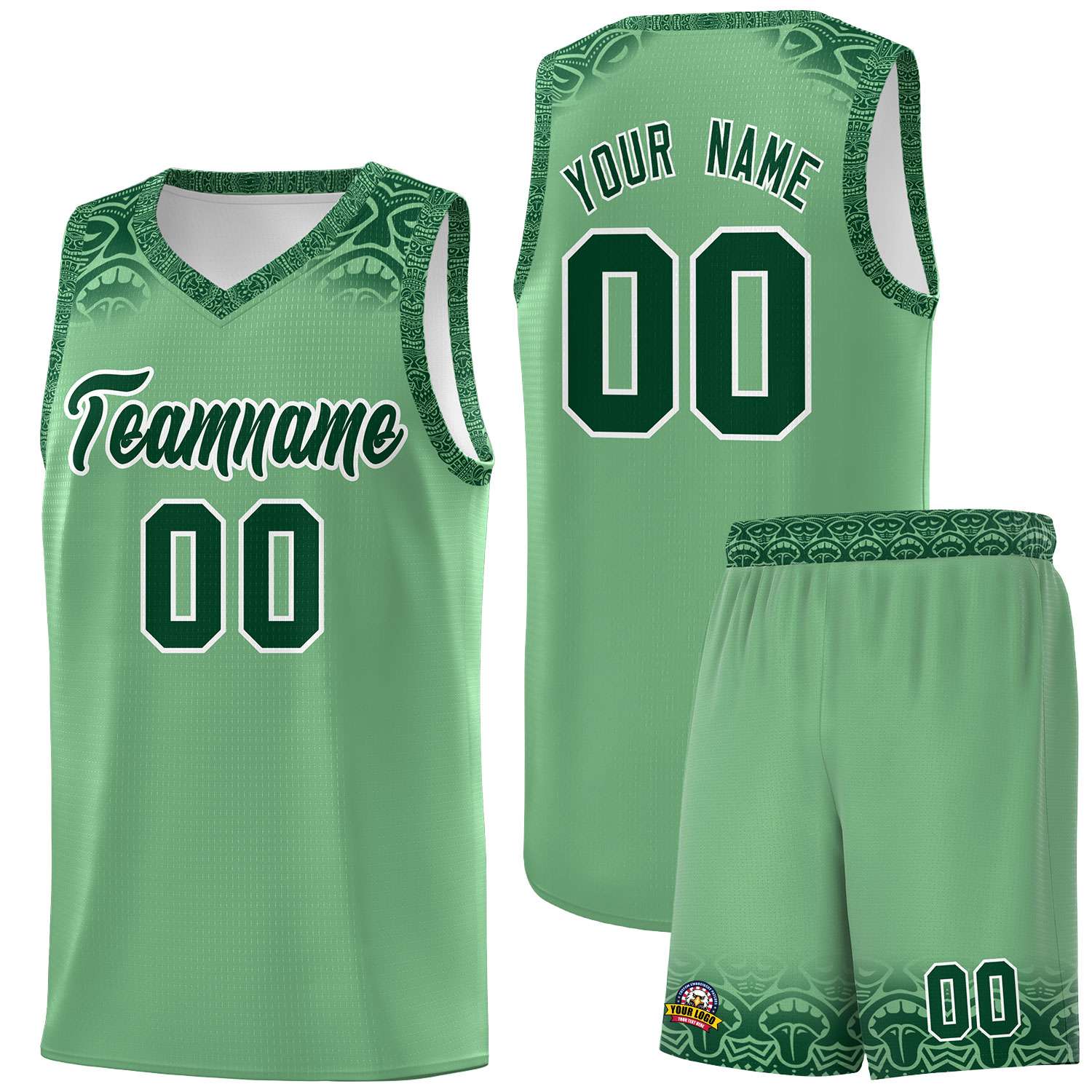 Custom Green Green Personalized Indians Print Kits Sports Uniform Basketball Jersey|KXKSHOP