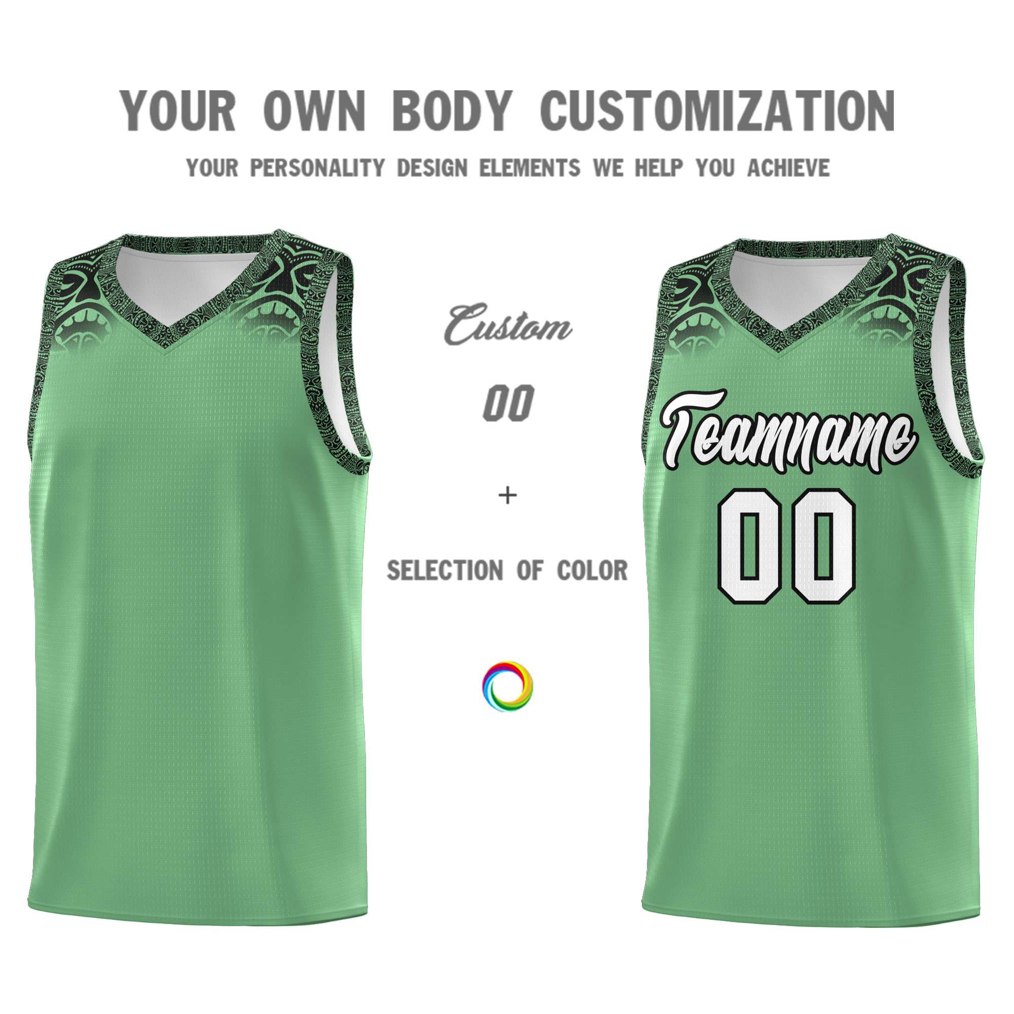 Custom Green Black Personalized Indians Print Kits Sports Uniform Basketball Jersey|KXKSHOP