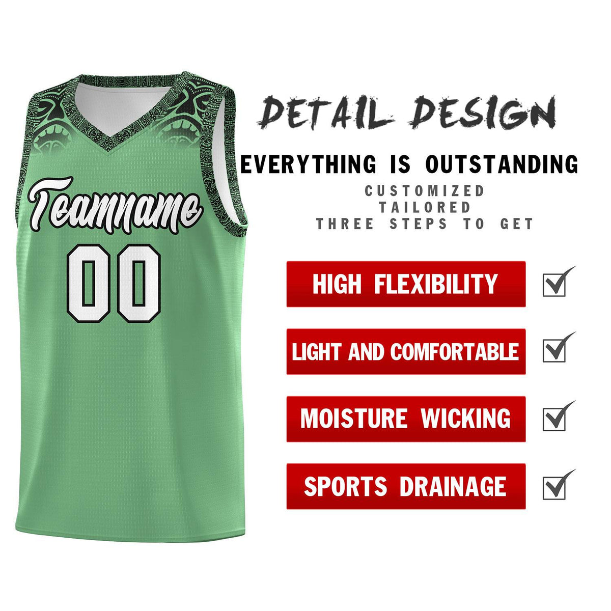 Custom Green Black Personalized Indians Print Kits Sports Uniform Basketball Jersey|KXKSHOP
