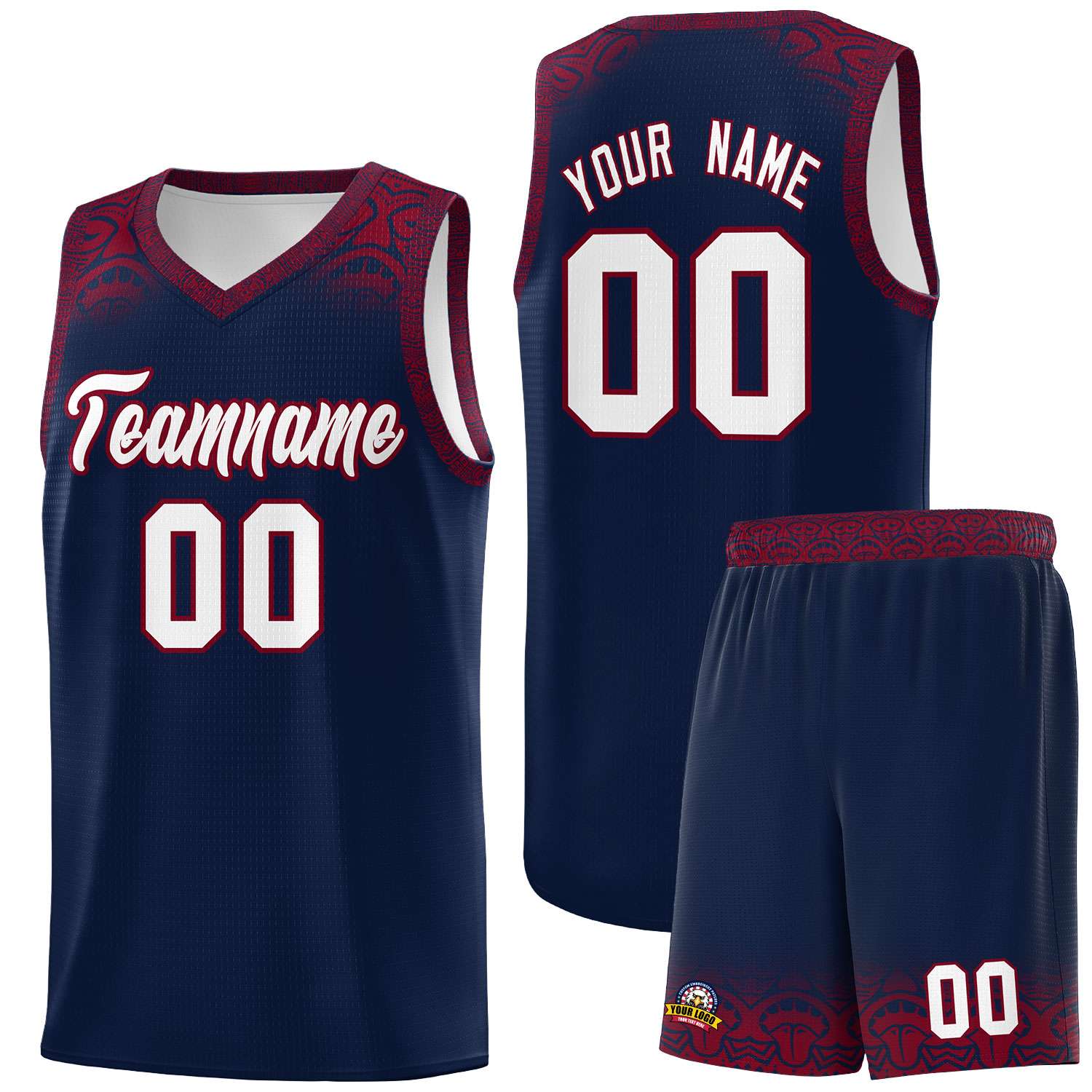 Custom Navy Crimson Personalized Indians Print Kits Sports Uniform Basketball Jersey|KXKSHOP