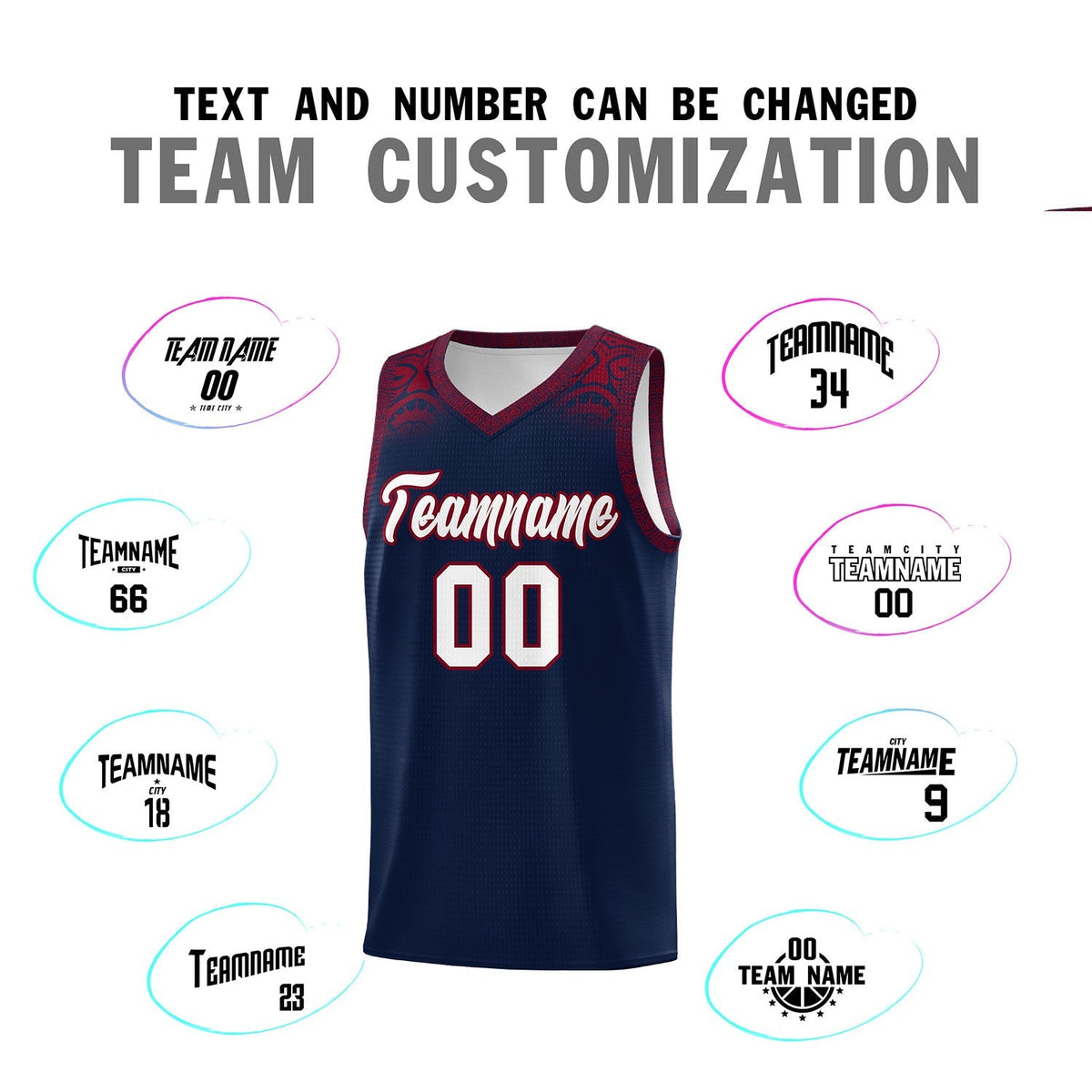 Custom Navy Crimson Personalized Indians Print Kits Sports Uniform Basketball Jersey|KXKSHOP