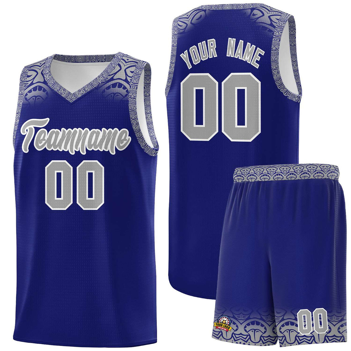 Custom Royal Gray Personalized Indians Print Kits Sports Uniform Basketball Jersey|KXKSHOP