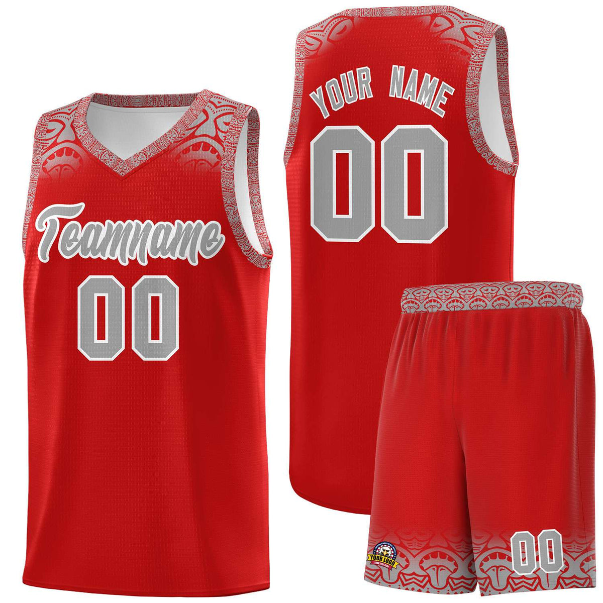 Custom Red Gray Personalized Indians Print Kits Sports Uniform Basketball Jersey|KXKSHOP