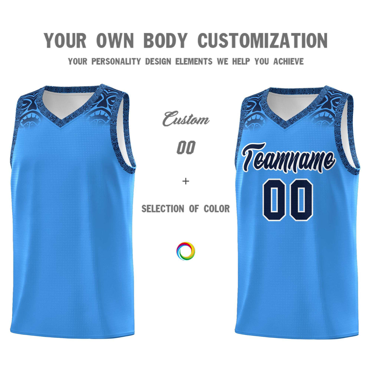 Custom Powder Blue Black Personalized Indians Print Kits Sports Uniform Basketball Jersey|KXKSHOP