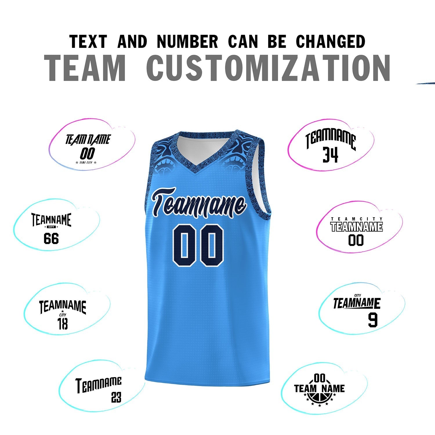 Custom Powder Blue Black Personalized Indians Print Kits Sports Uniform Basketball Jersey|KXKSHOP