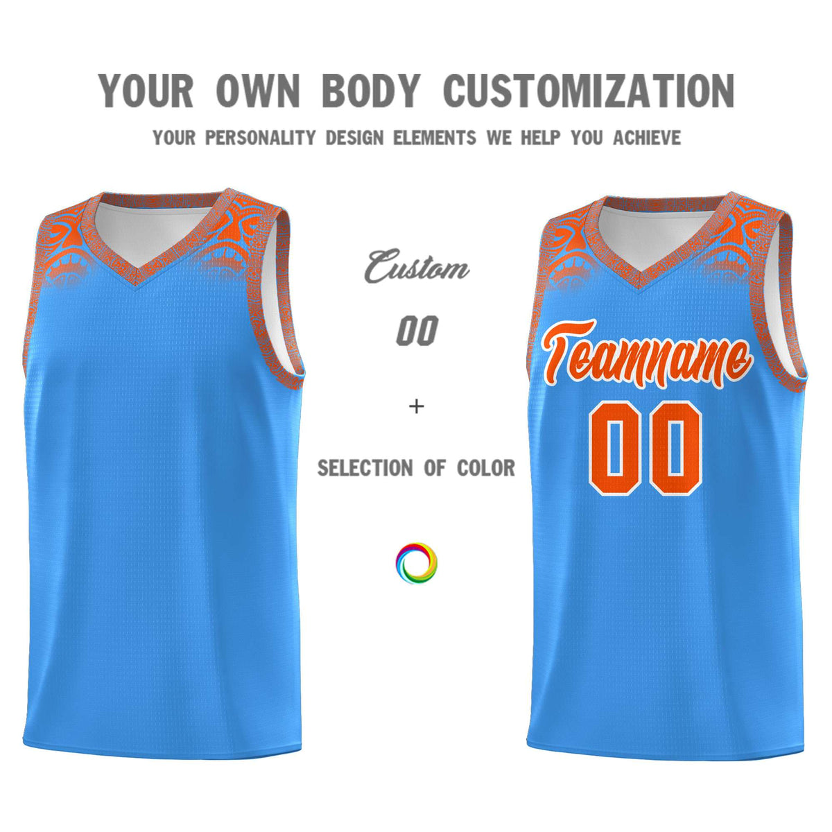 Custom Powder Blue Orange Personalized Indians Print Kits Sports Uniform Basketball Jersey|KXKSHOP
