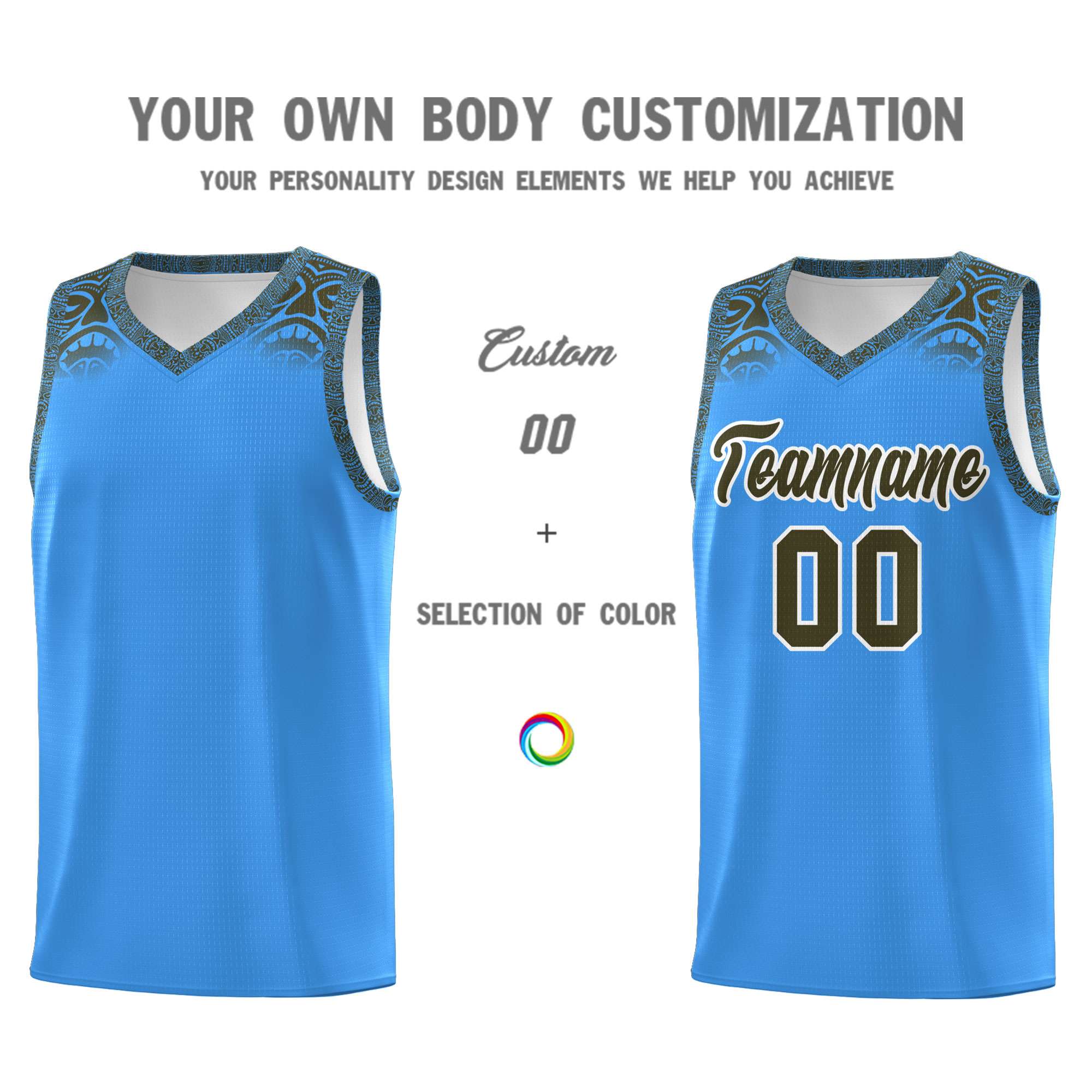 Custom Powder Blue Olive Personalized Indians Print Kits Sports Uniform Basketball Jersey|KXKSHOP