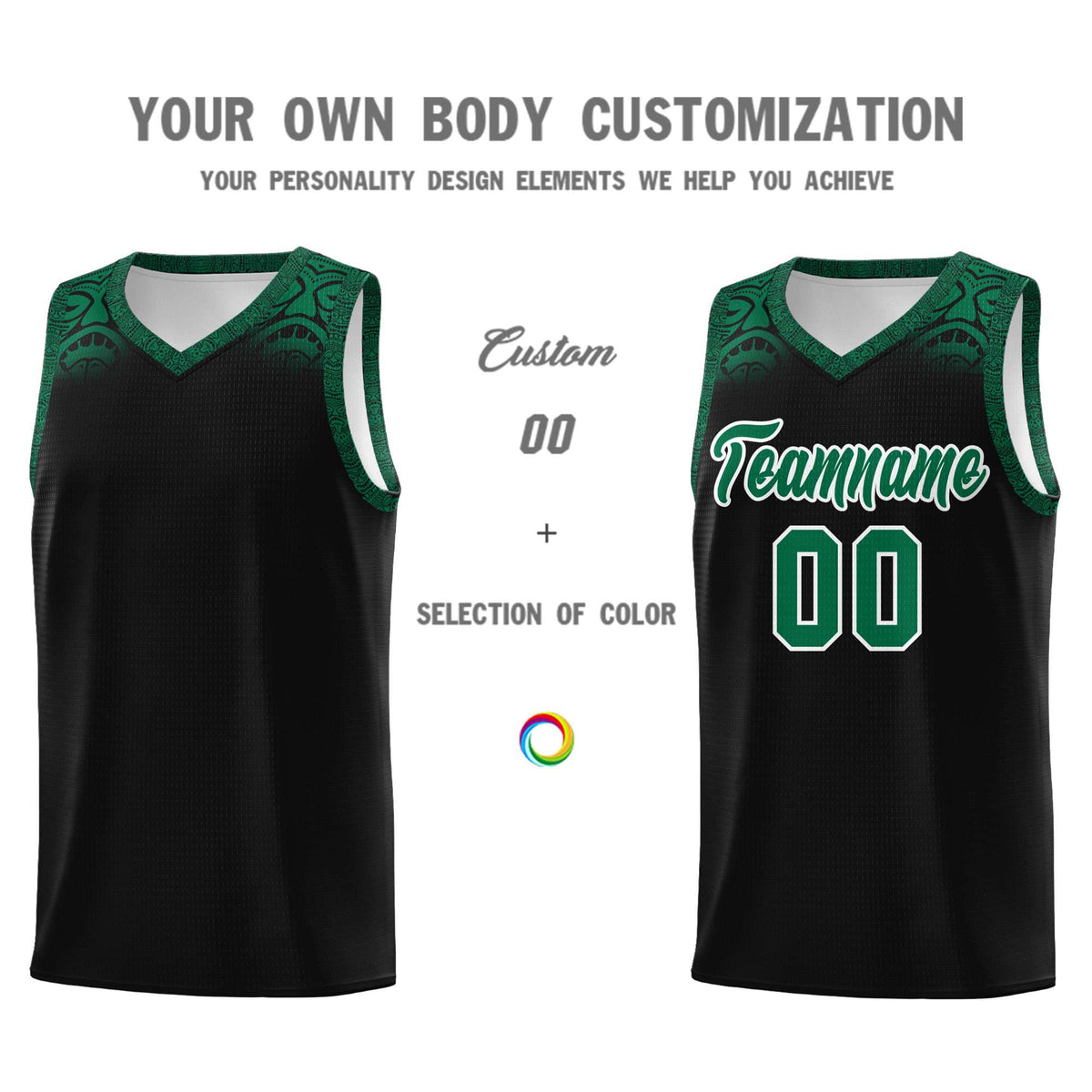 Custom Black Kelly Green Personalized Indians Print Kits Sports Uniform Basketball Jersey|KXKSHOP