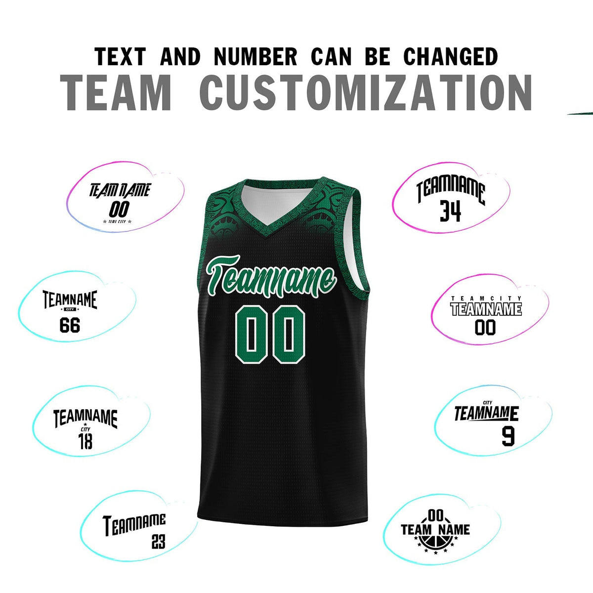 Custom Black Kelly Green Personalized Indians Print Kits Sports Uniform Basketball Jersey|KXKSHOP