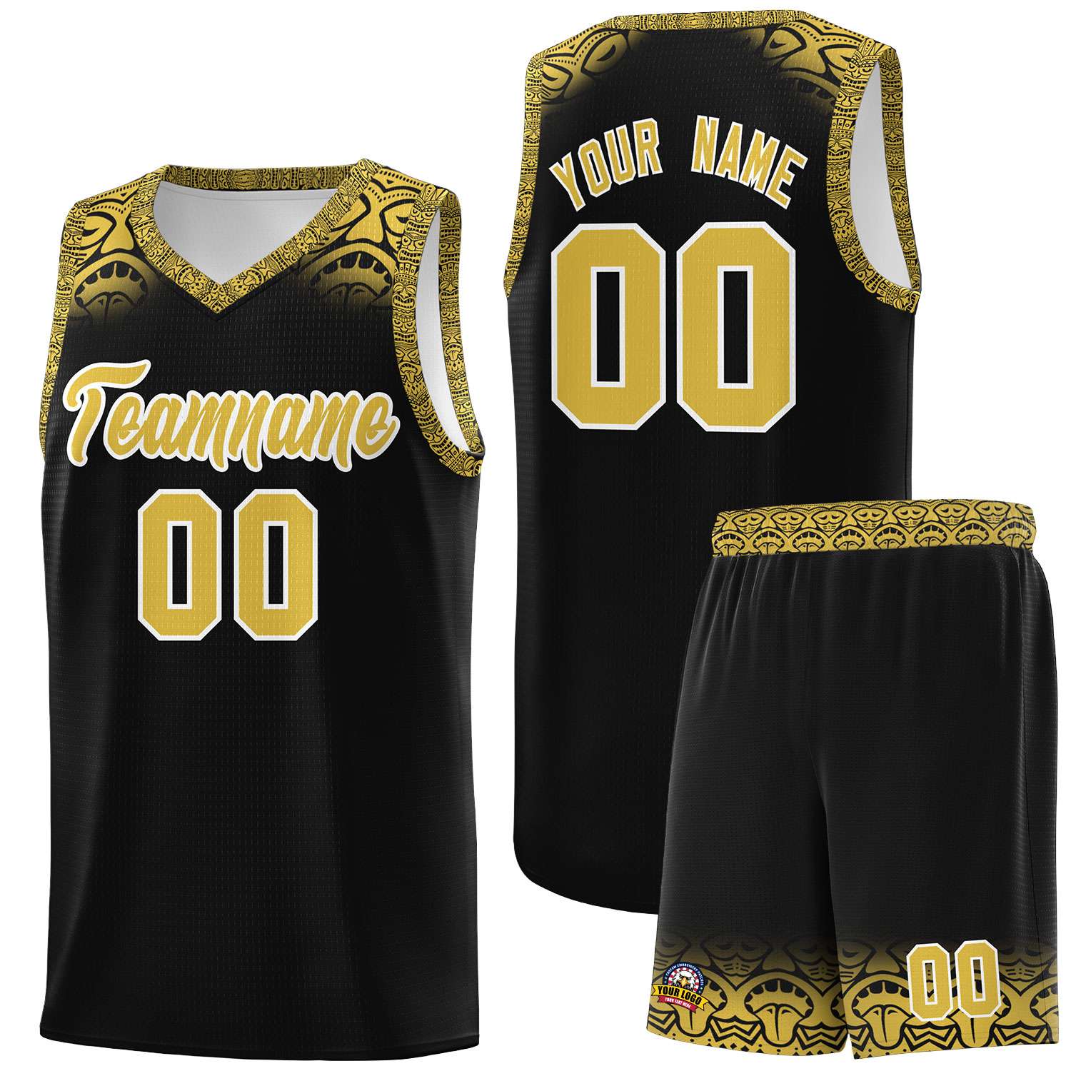 Custom Black Yellow Personalized Indians Print Kits Sports Uniform Basketball Jersey|KXKSHOP