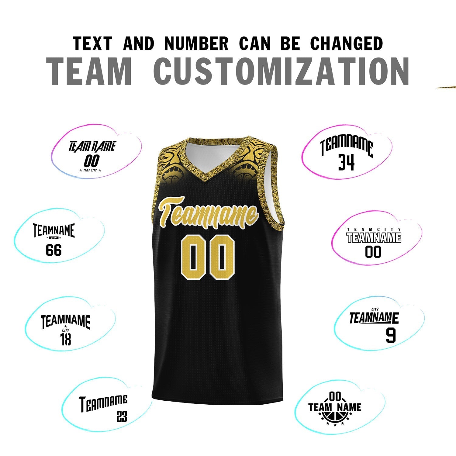 Custom Black Yellow Personalized Indians Print Kits Sports Uniform Basketball Jersey|KXKSHOP