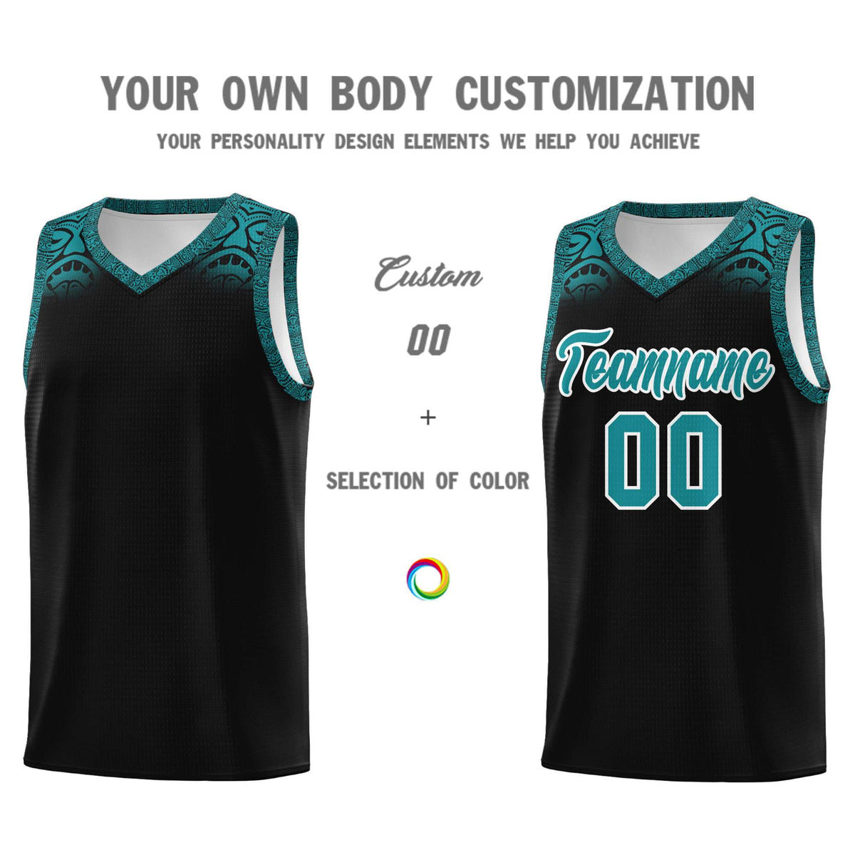 Custom Black Aqua Personalized Indians Print Kits Sports Uniform Basketball Jersey|KXKSHOP