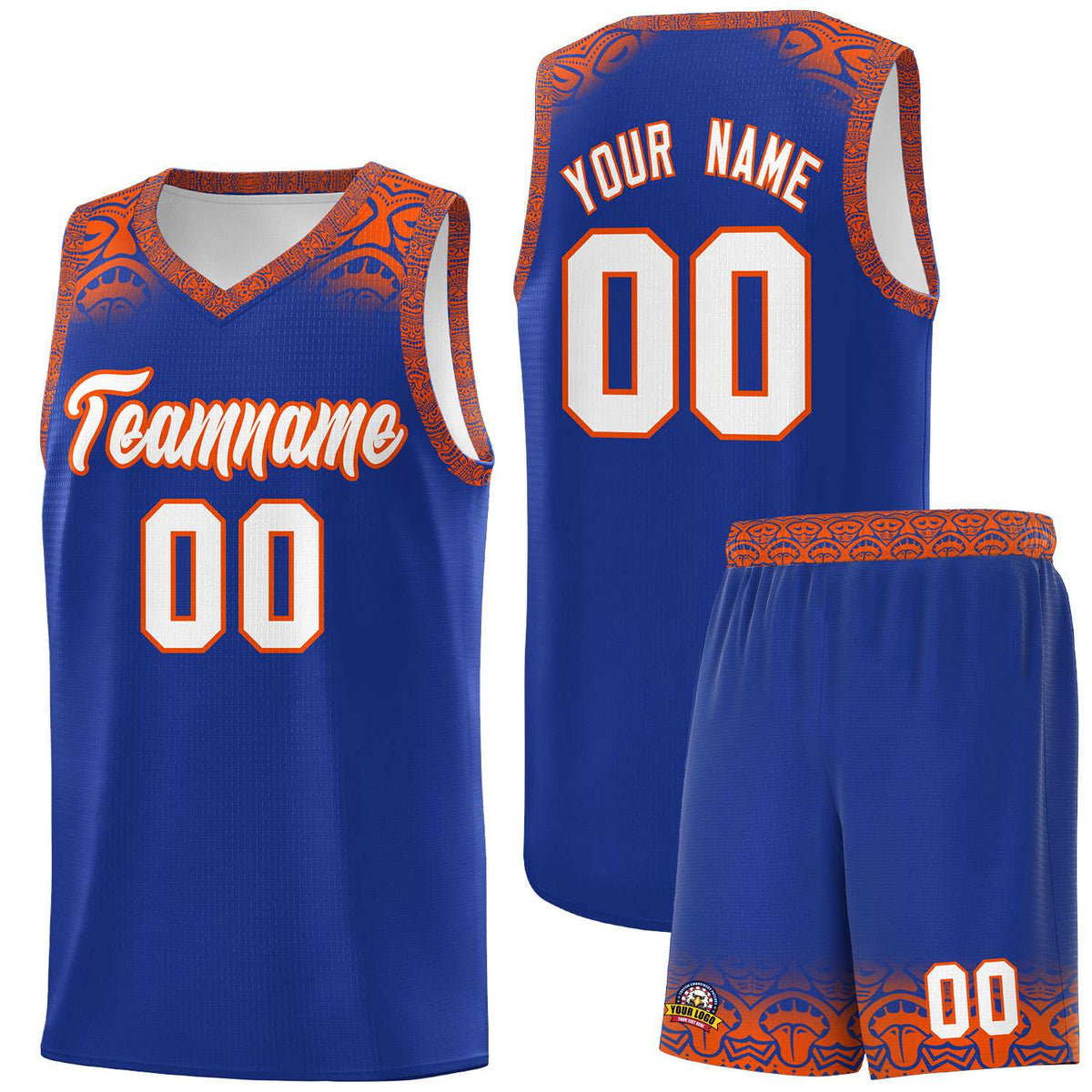 Custom Royal Orange Personalized Indians Print Kits Sports Uniform Basketball Jersey|KXKSHOP