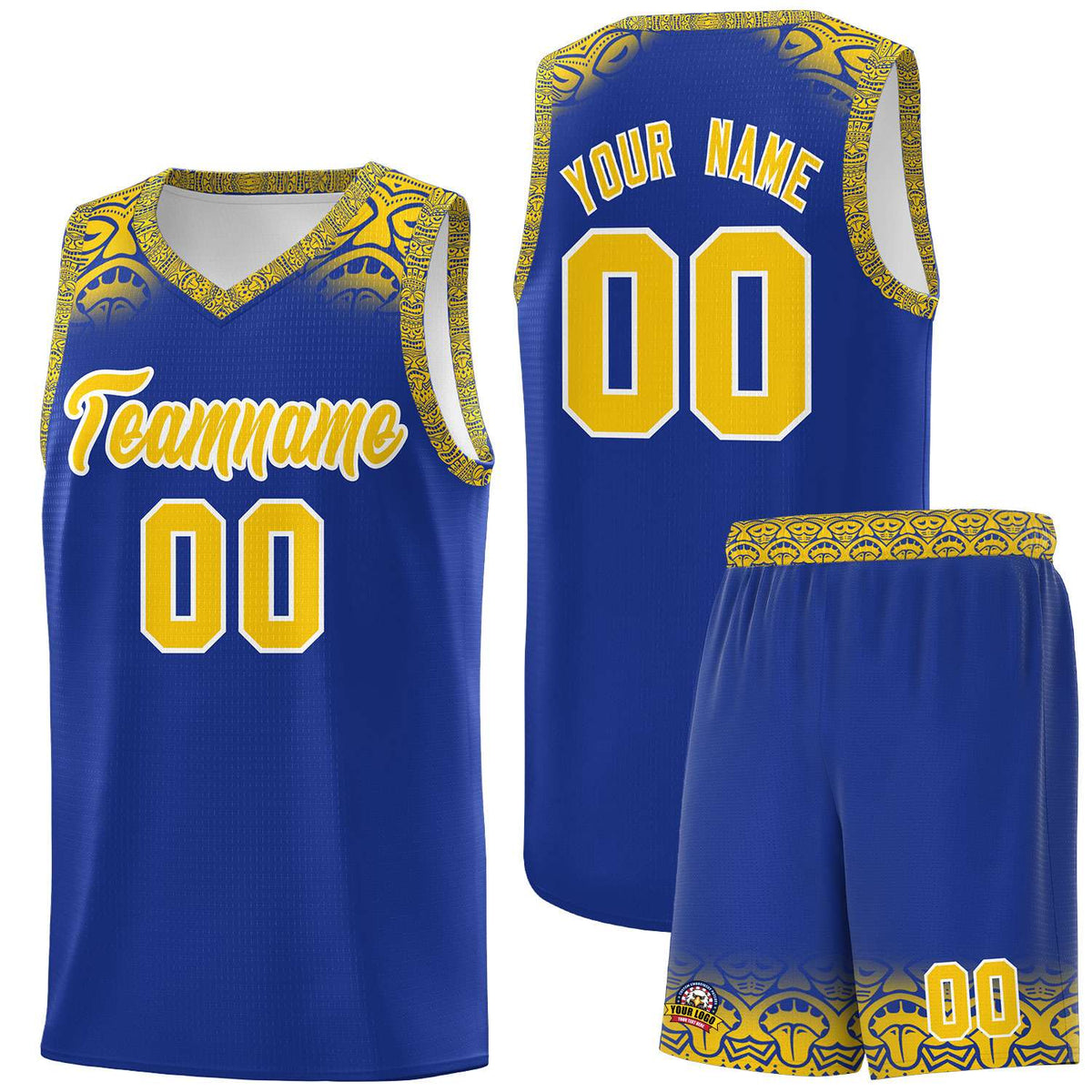 Custom Royal Gold Personalized Indians Print Kits Sports Uniform Basketball Jersey|KXKSHOP