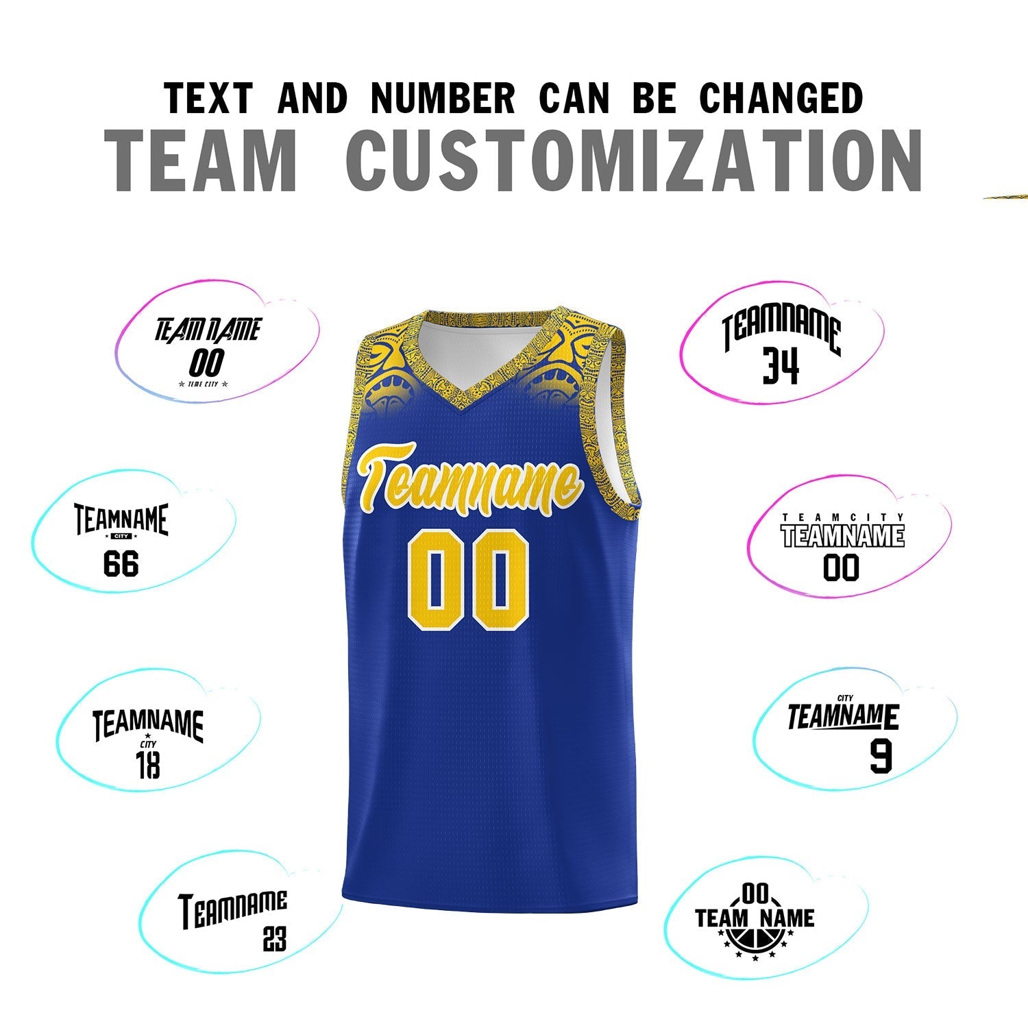 Custom Royal Gold Personalized Indians Print Kits Sports Uniform Basketball Jersey|KXKSHOP