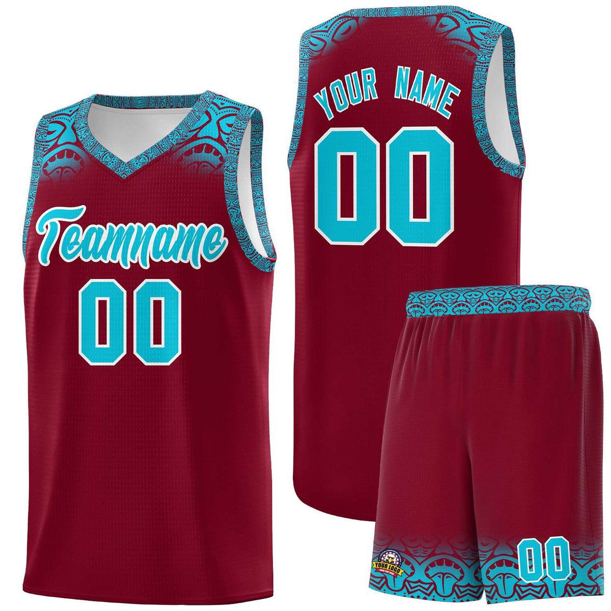 Custom Crimson Sky Blue Personalized Indians Print Kits Sports Uniform Basketball Jersey|KXKSHOP