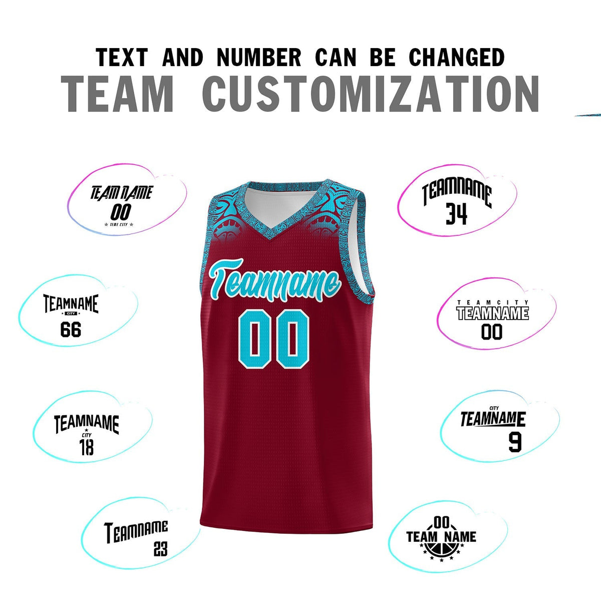 Custom Crimson Sky Blue Personalized Indians Print Kits Sports Uniform Basketball Jersey|KXKSHOP