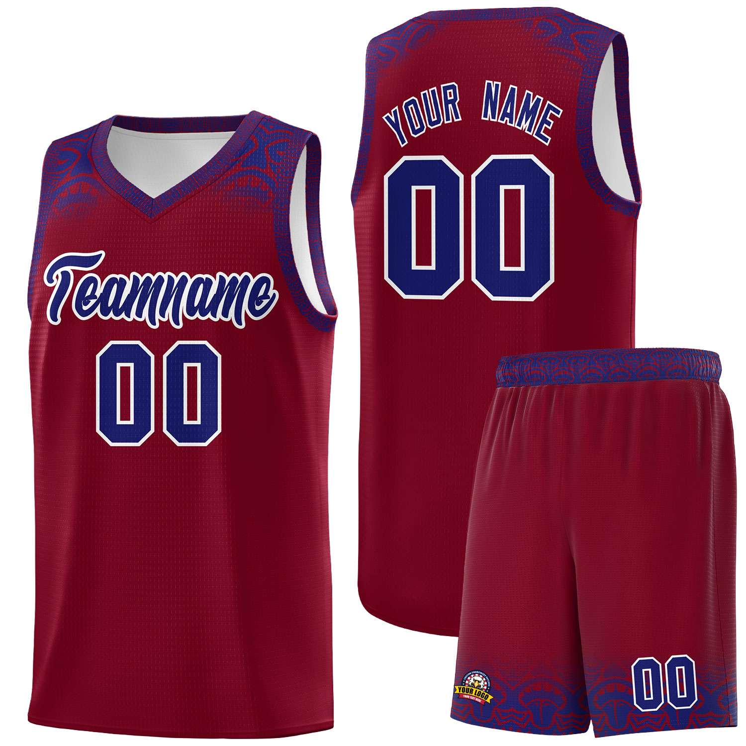 Custom Crimson Royal Personalized Indians Print Kits Sports Uniform Basketball Jersey|KXKSHOP